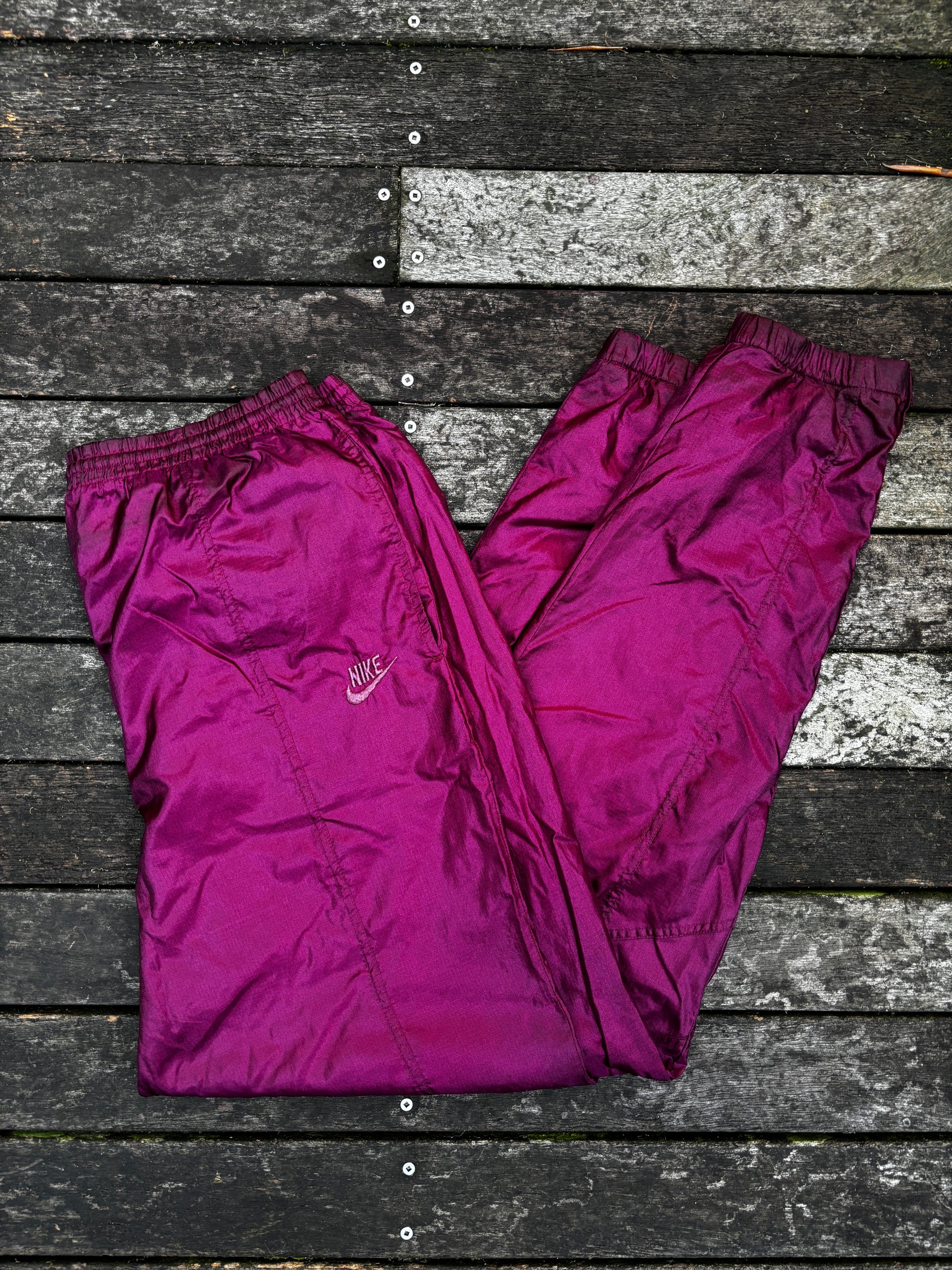 Vintage Nike Track Pants Size L Burgundy Nylon Windbreakers
