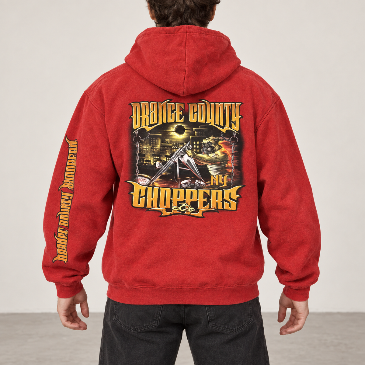 Vintage Orange County Choppers Hoodie Mens XL Red y2k era