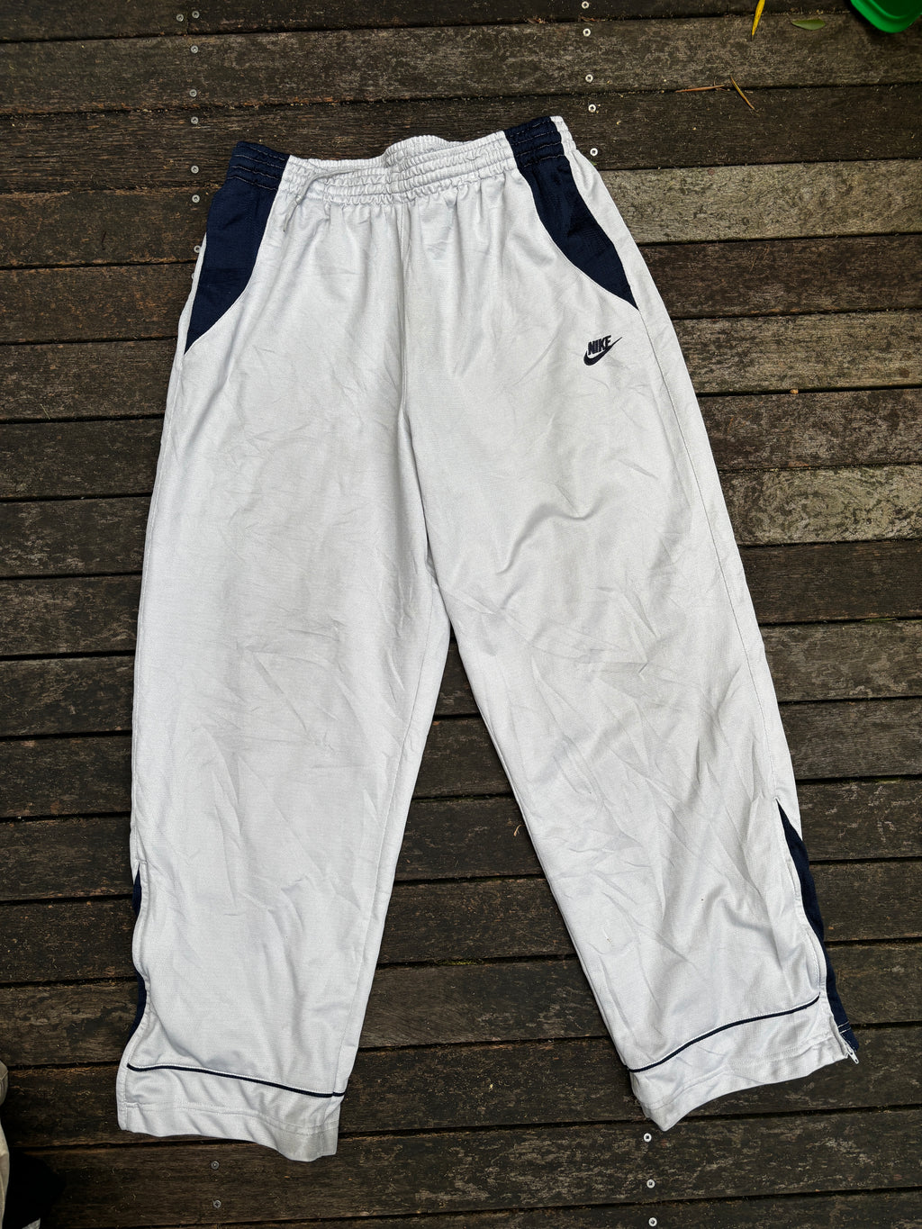 Vintage Y2K Nike Track Pants Light Grey Mesh Textured