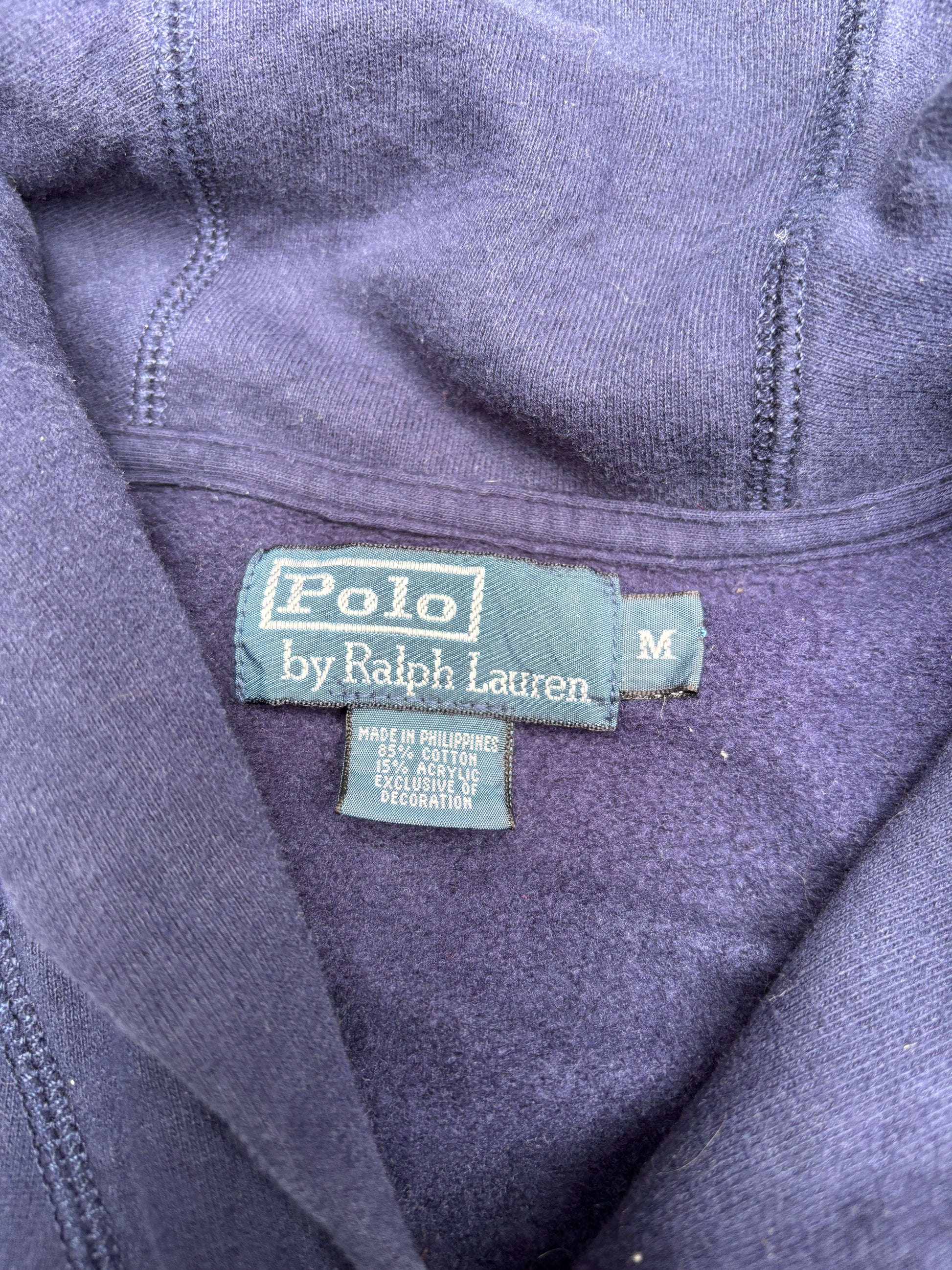 Vintage Y2K Polo Ralph Lauren Cardigan Size M Navy Chest Badge Cotton Button Up