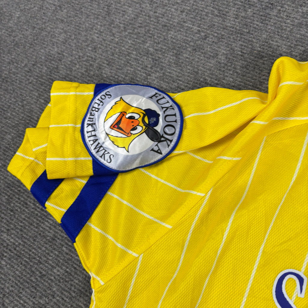 Majestic Soft Bank Hawks Jersey Men's Large Yellow Japanese Baseball NPL