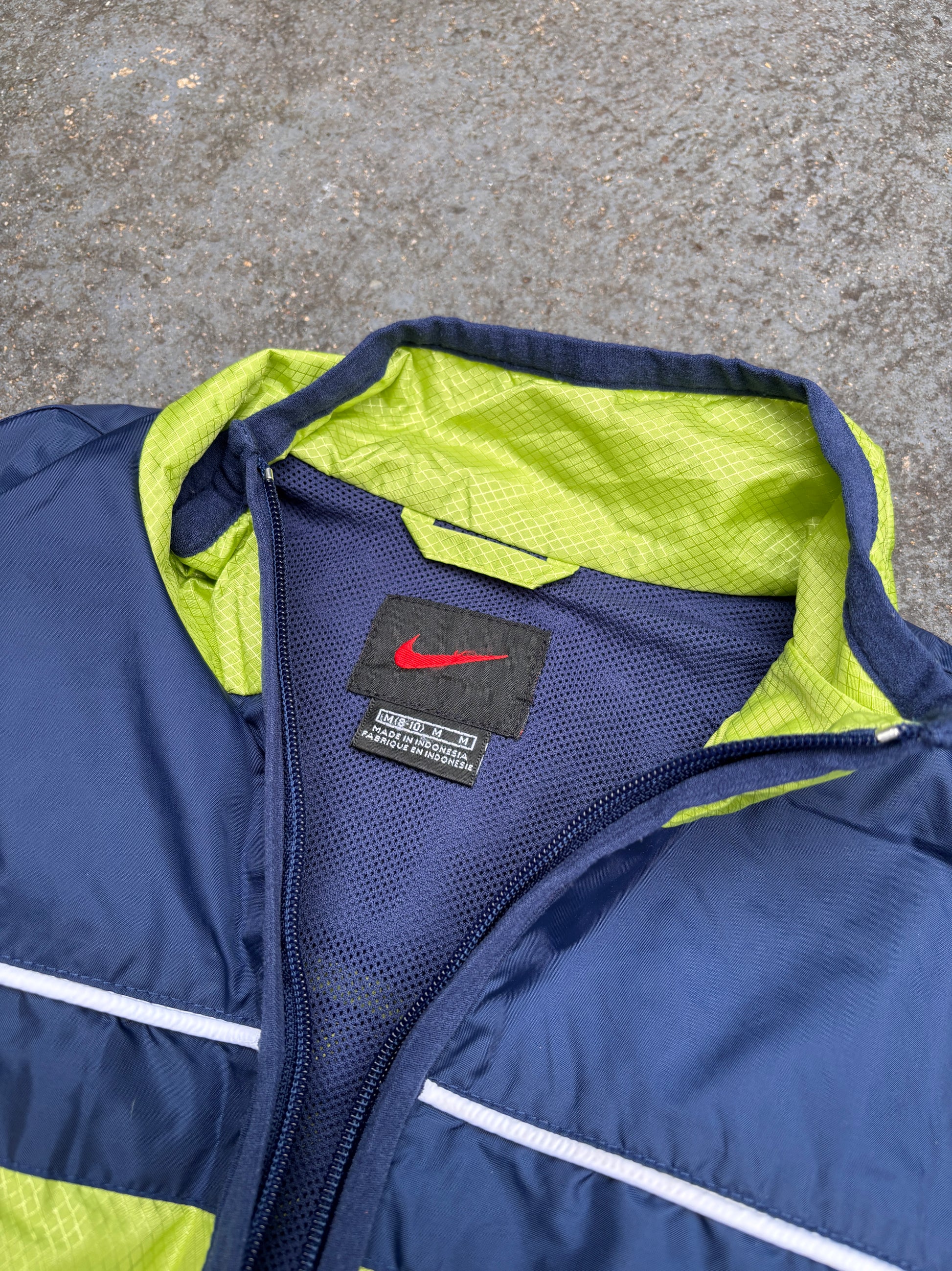 Vintage 90s Y2K Nike Tracksuit Set Sz S Blue Green Spell Out Jacket White Pants