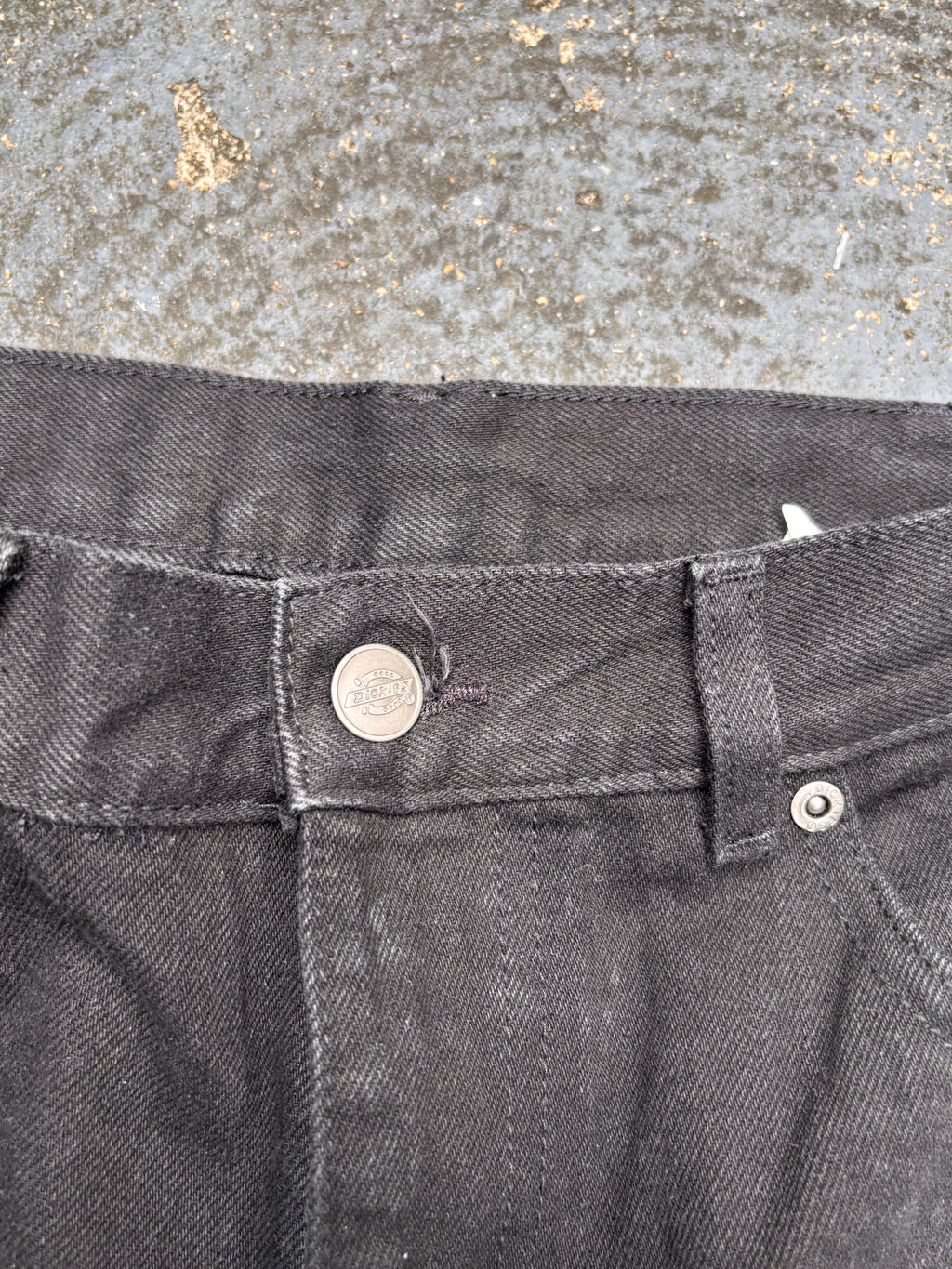 Dickies Carpenter Denim Shorts Size 30 Black Jeans Wide Leg Pocket Logo