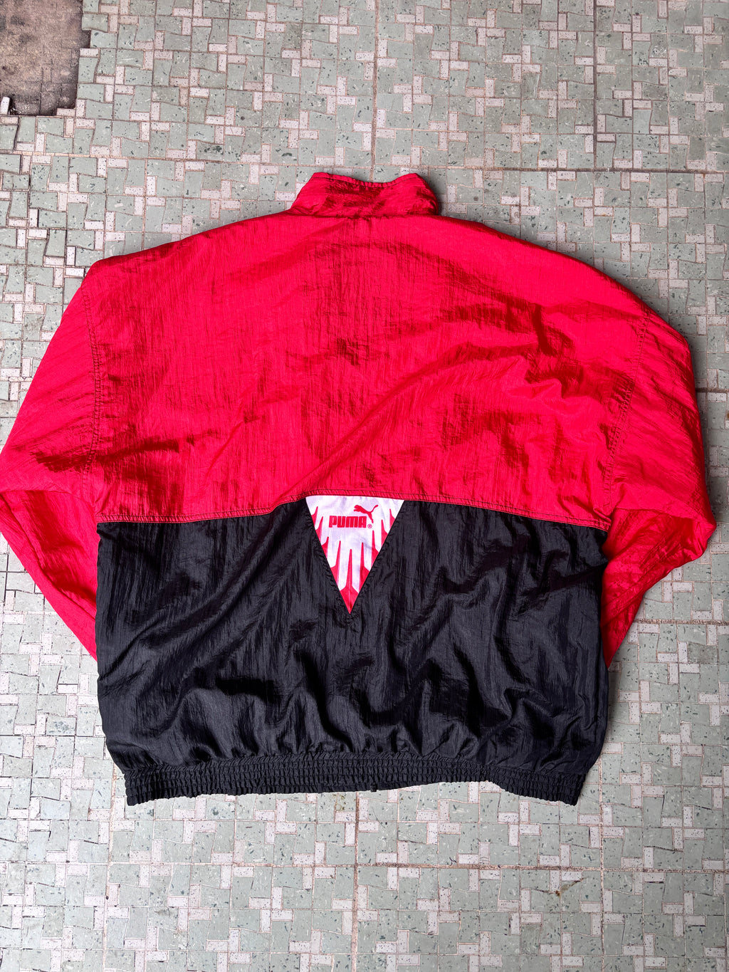 Vintage 80s PUMA Jacket Size XXL Red Spell Out Logo Nylon Windbreaker