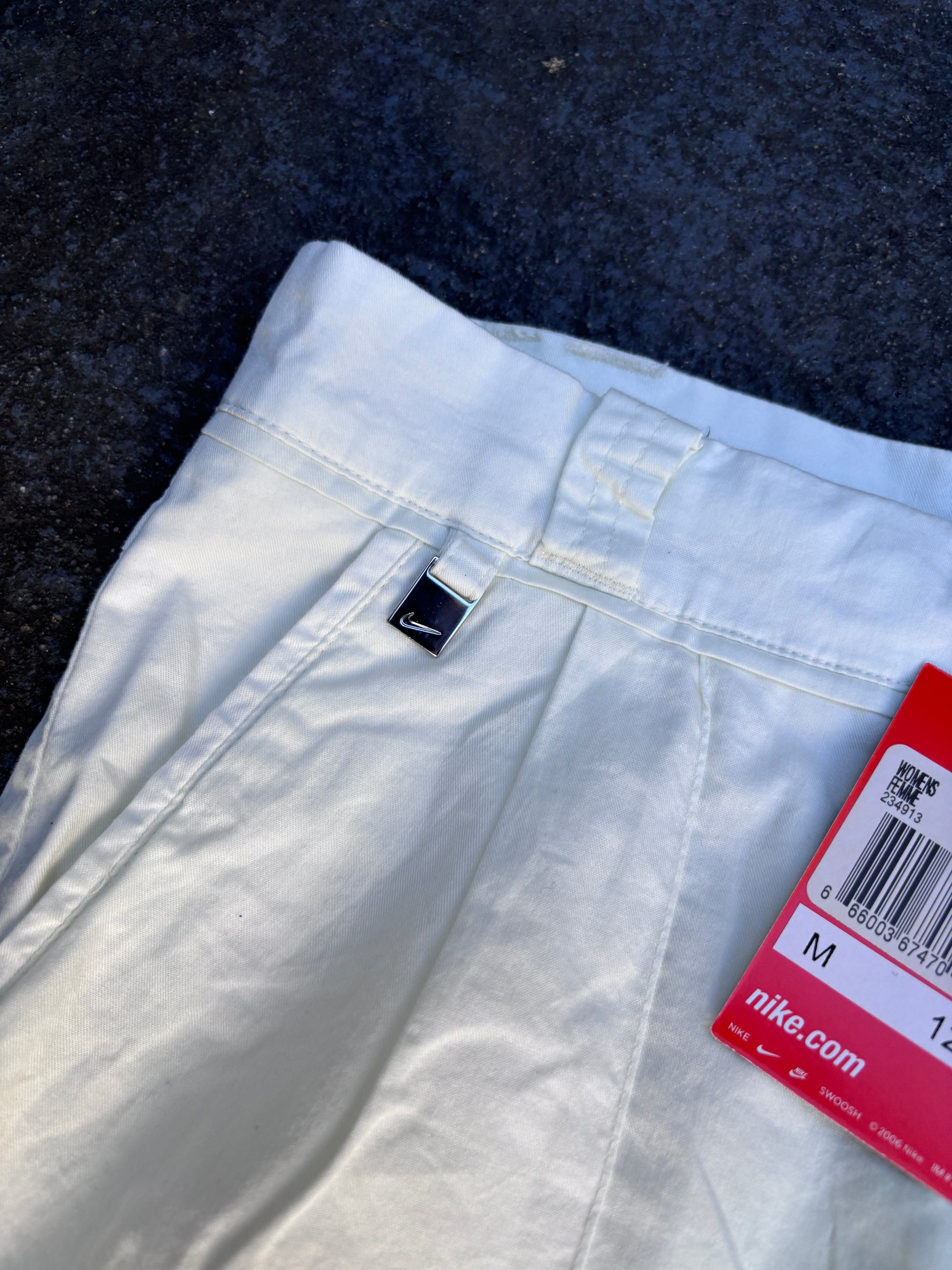 Vintage Y2K Nike Pants Size 12 (M) Double White NWT Pleated Wide Leg Cotton
