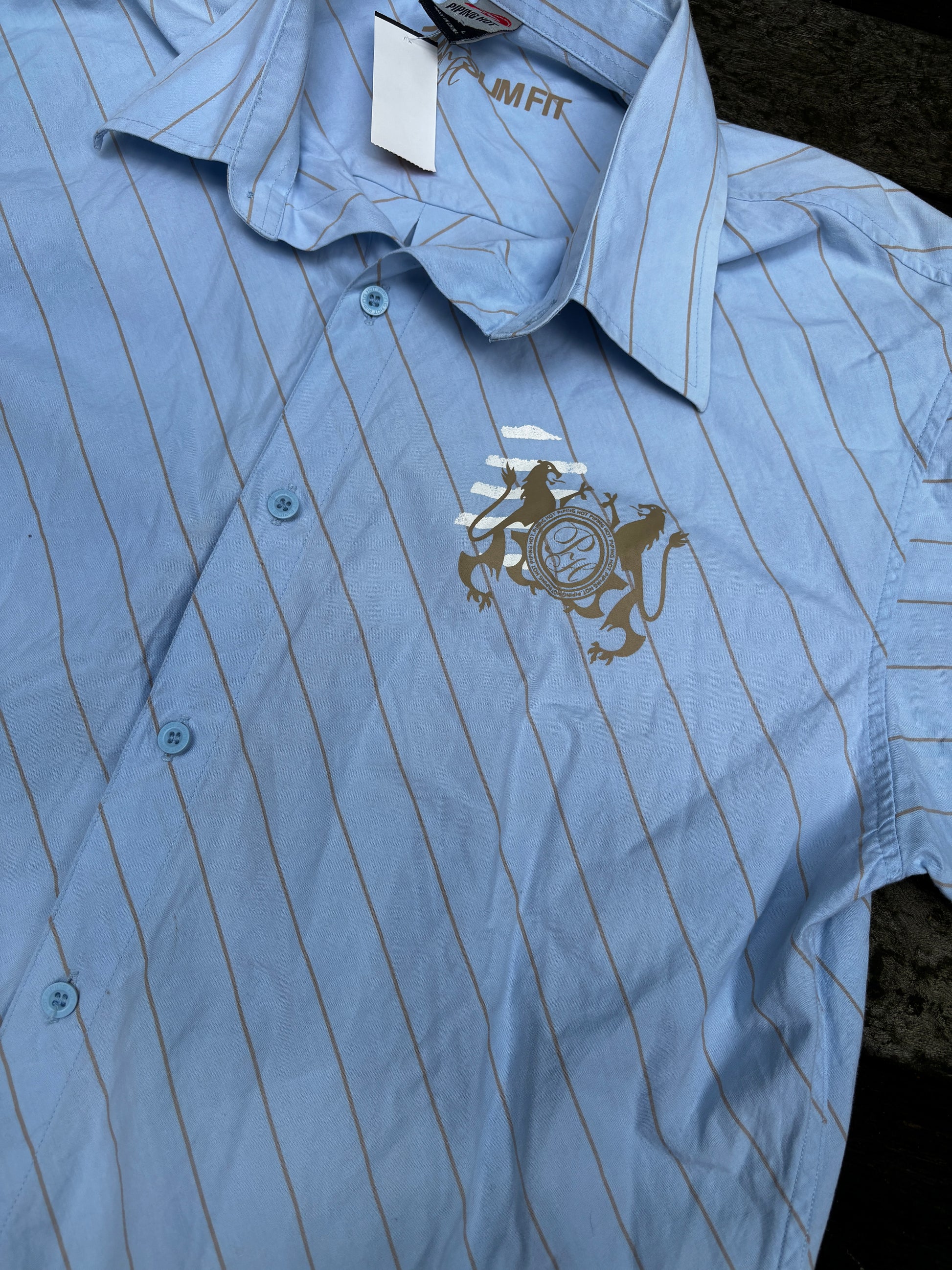 Vintage Piping Hot Shirt Size L Blue