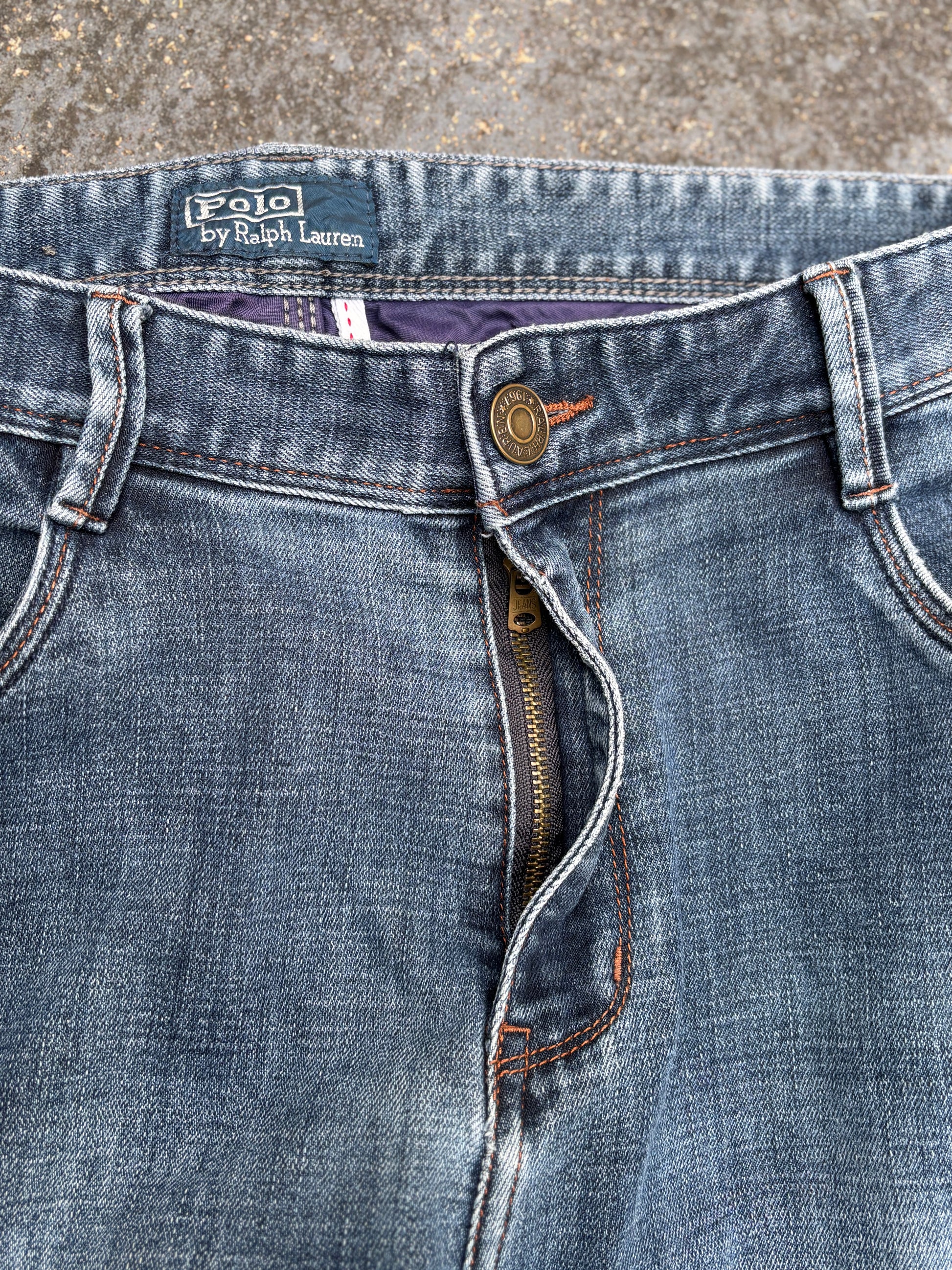 Vintage 90s Polo Ralph Lauren Jeans Size 36 Mid Blue Wash Straight Leg Colour Pony