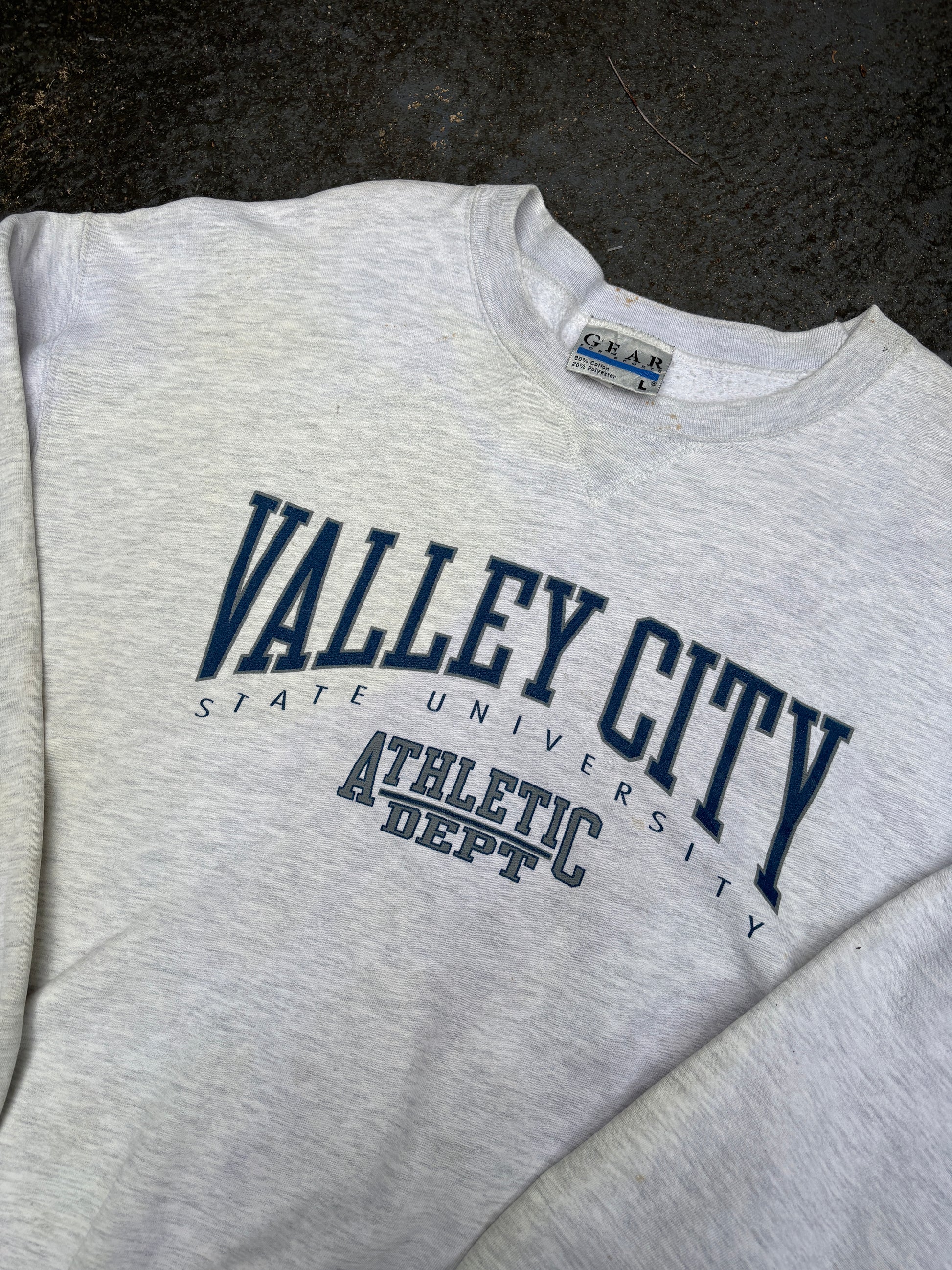 Vintage 90s Valley City Uni Jumper Sz L Oversize Gear Tag Fleece Boxy Crew Neck