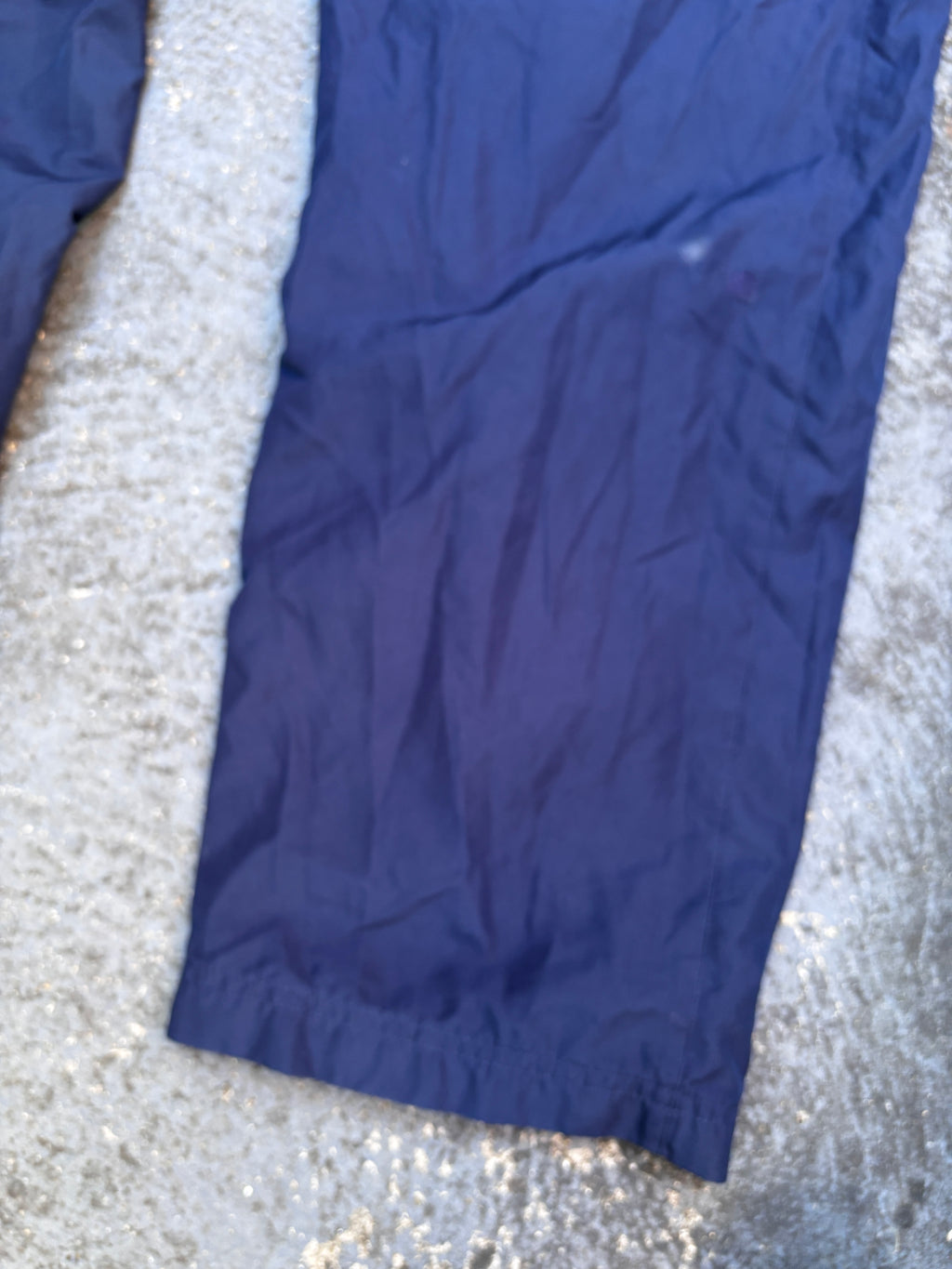 Nike Track Pants Sz L Navy White Swoosh Straight Leg Classic Nylon Windbreakers