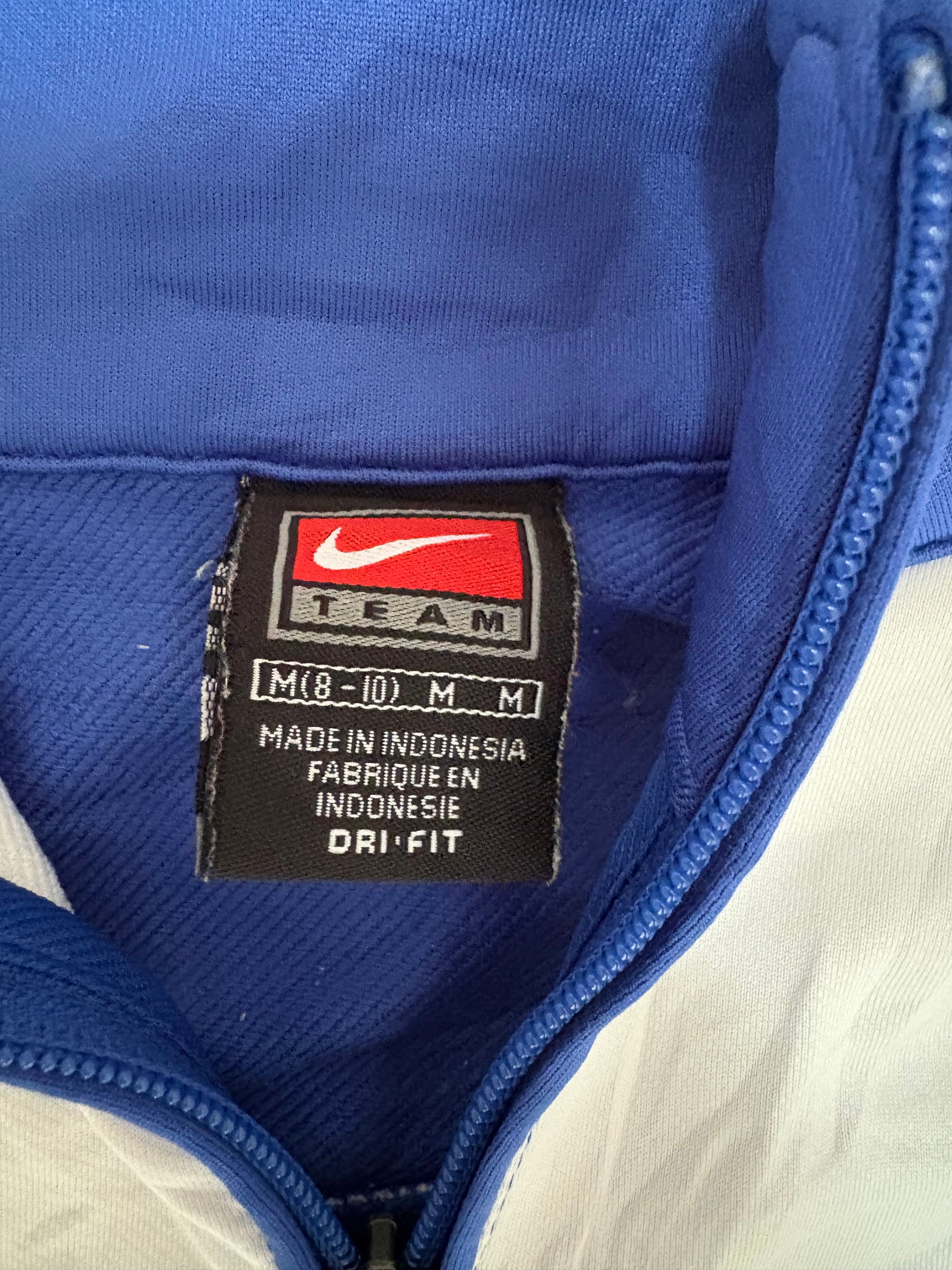 Vintage Y2K Nike Jacket Size M Blue White Detail Piping Satin Style Full Zip