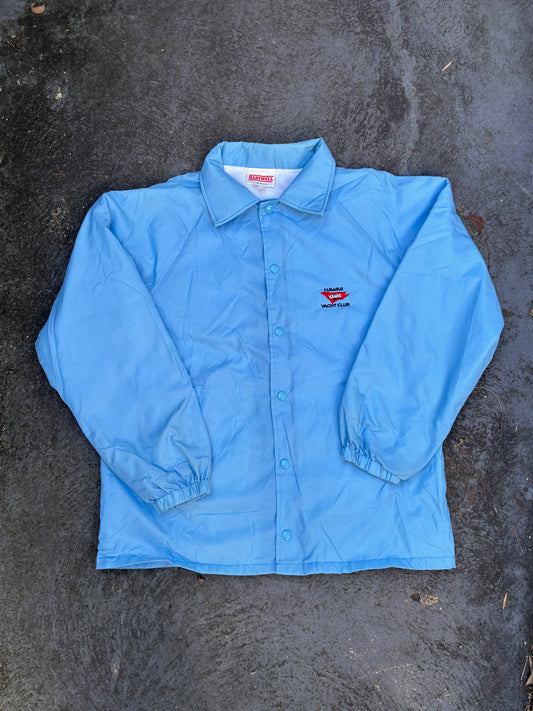 Vintage 80s Hawaii Yacht Club Coaches Jacket Size M Baby Blue Nylon Fleece Lined