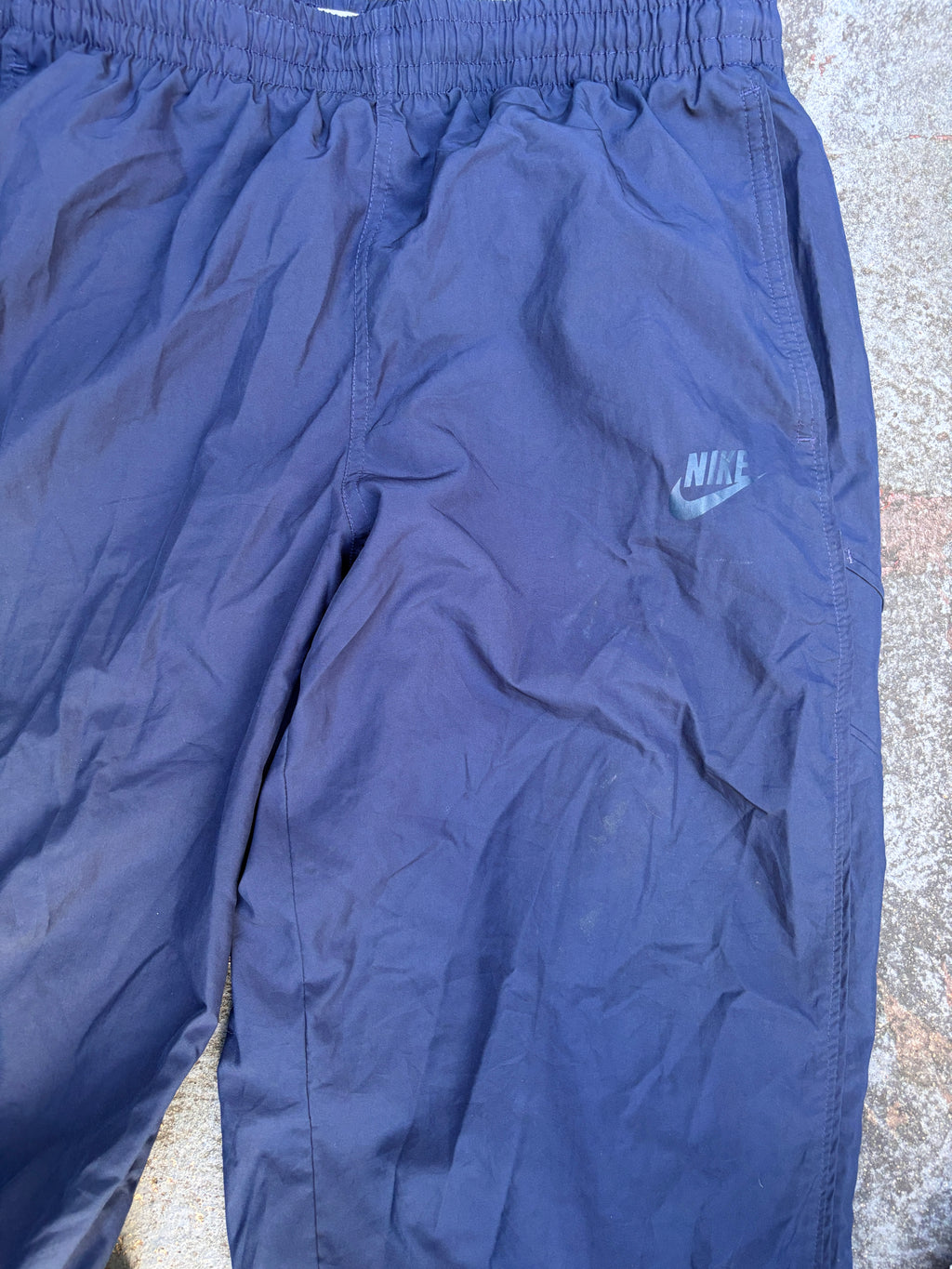 Vintage Y2K Nike Track Pants Size L Double Navy Wide Leg Nylon Windbreakers