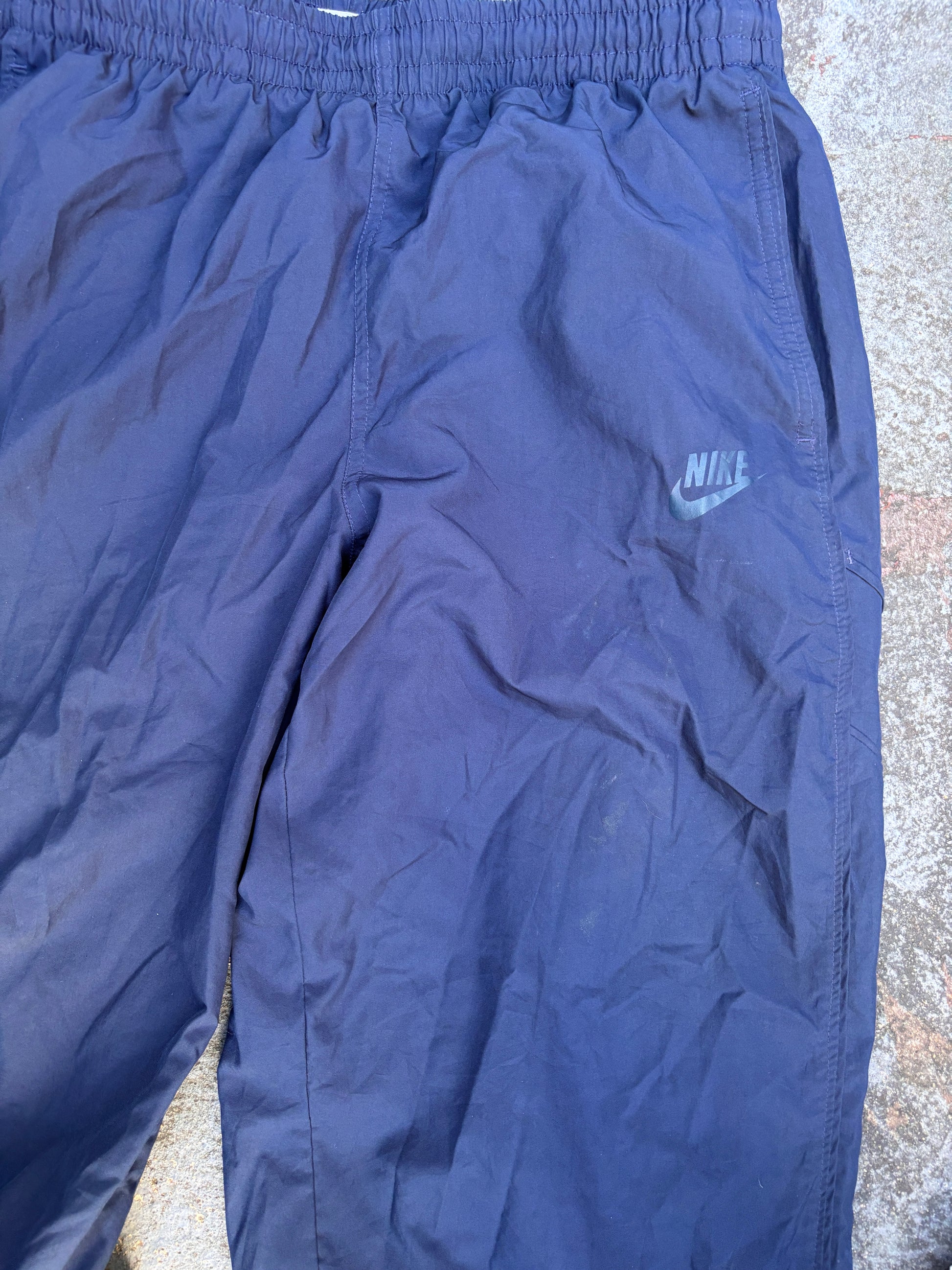 Vintage Y2K Nike Track Pants Size L Double Navy Wide Leg Nylon Windbreakers