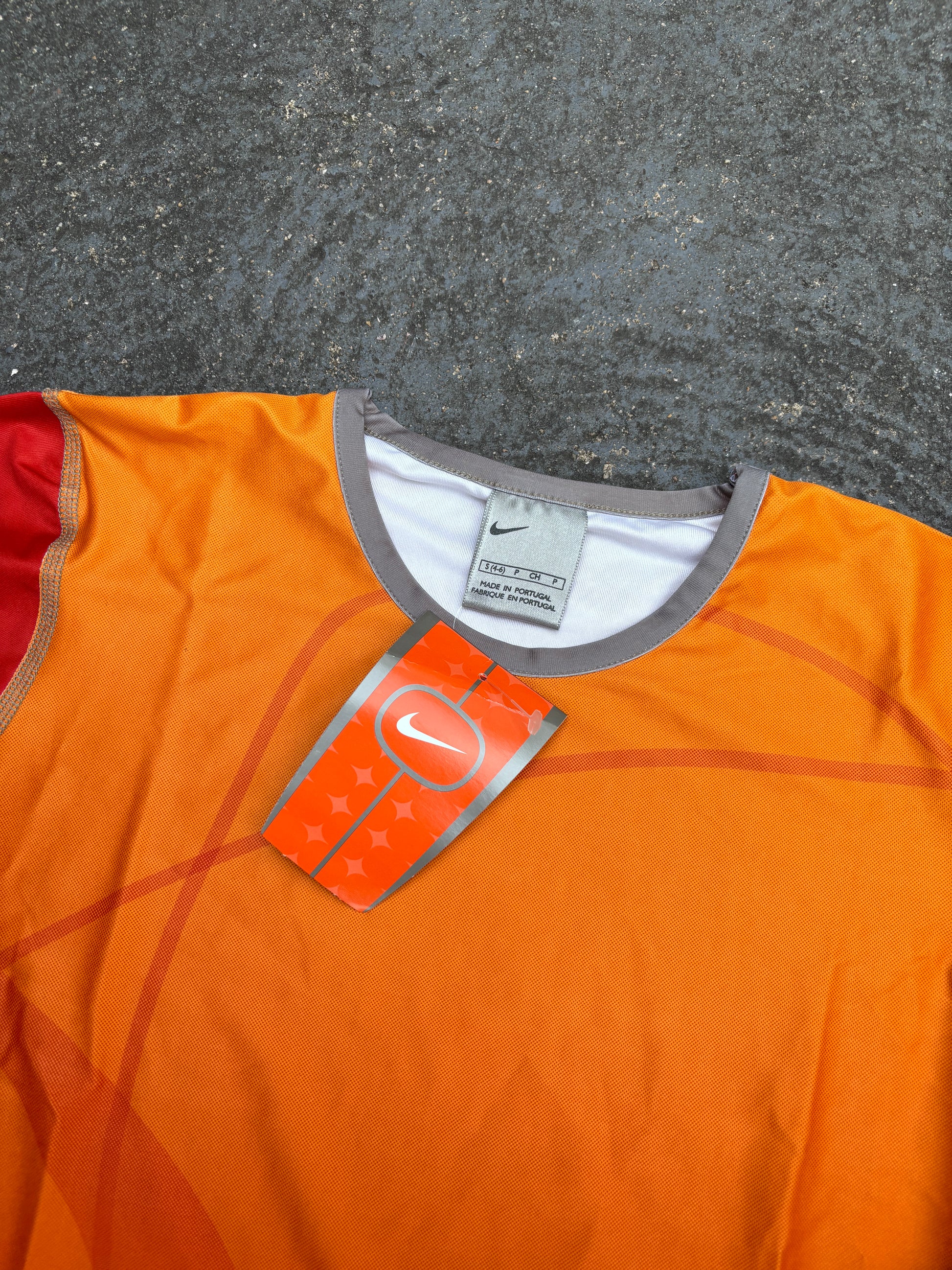 Vintage Y2K Nike Top Womens XS Orange Red NWT Nylon Tech Wear 3/4 to Long Sleeve