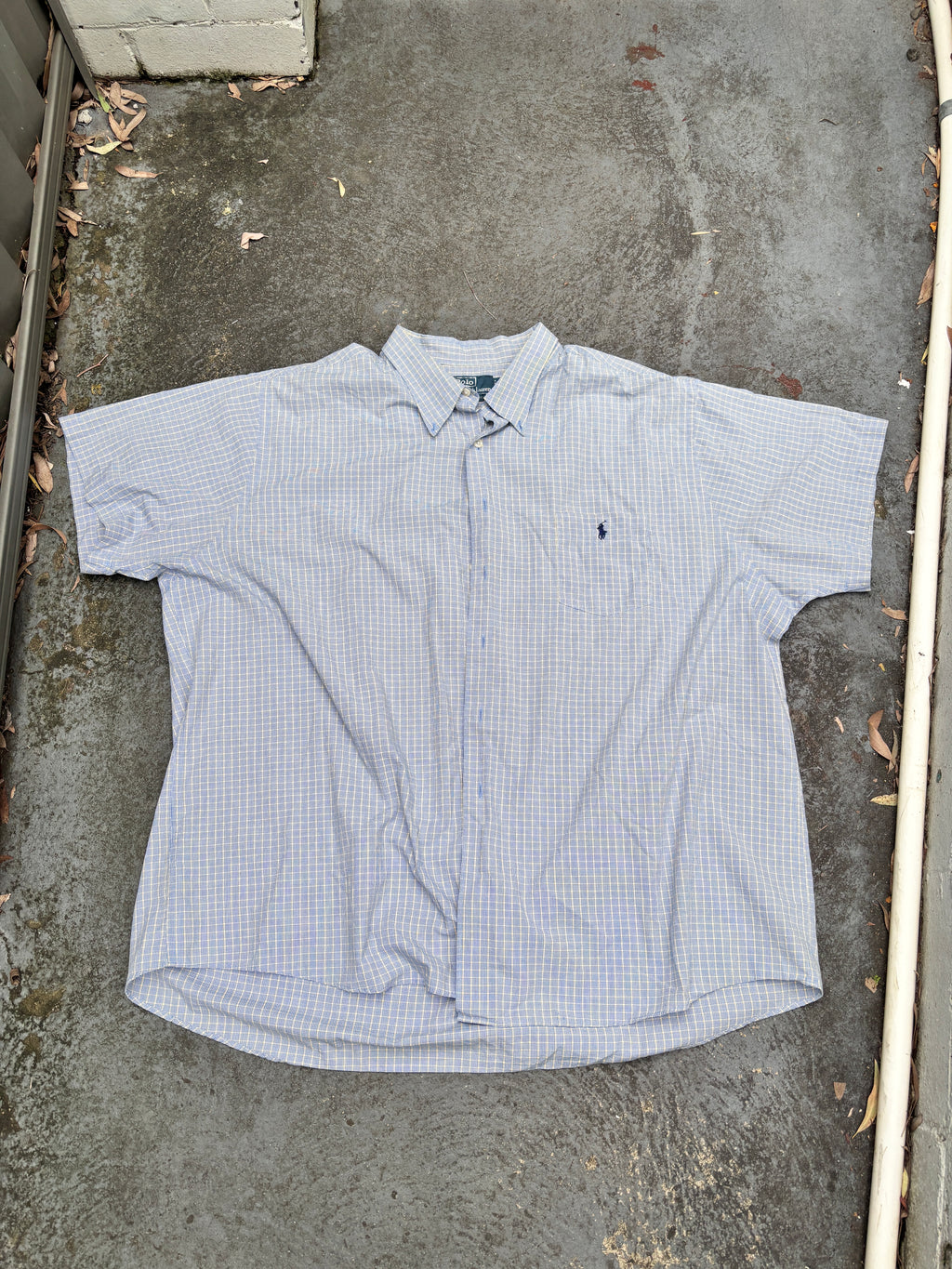 Vintage 90s Polo Ralph Lauren Shirt Size L Oversized Blue Chest Pocket Blue Pony