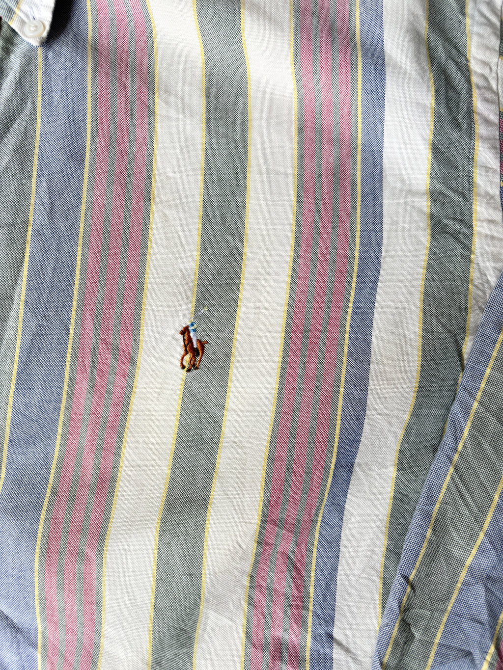 90s Ralph Lauren Button-Up Shirt Colour Block Down Stripe XL/XXL Yarmouth Cotton