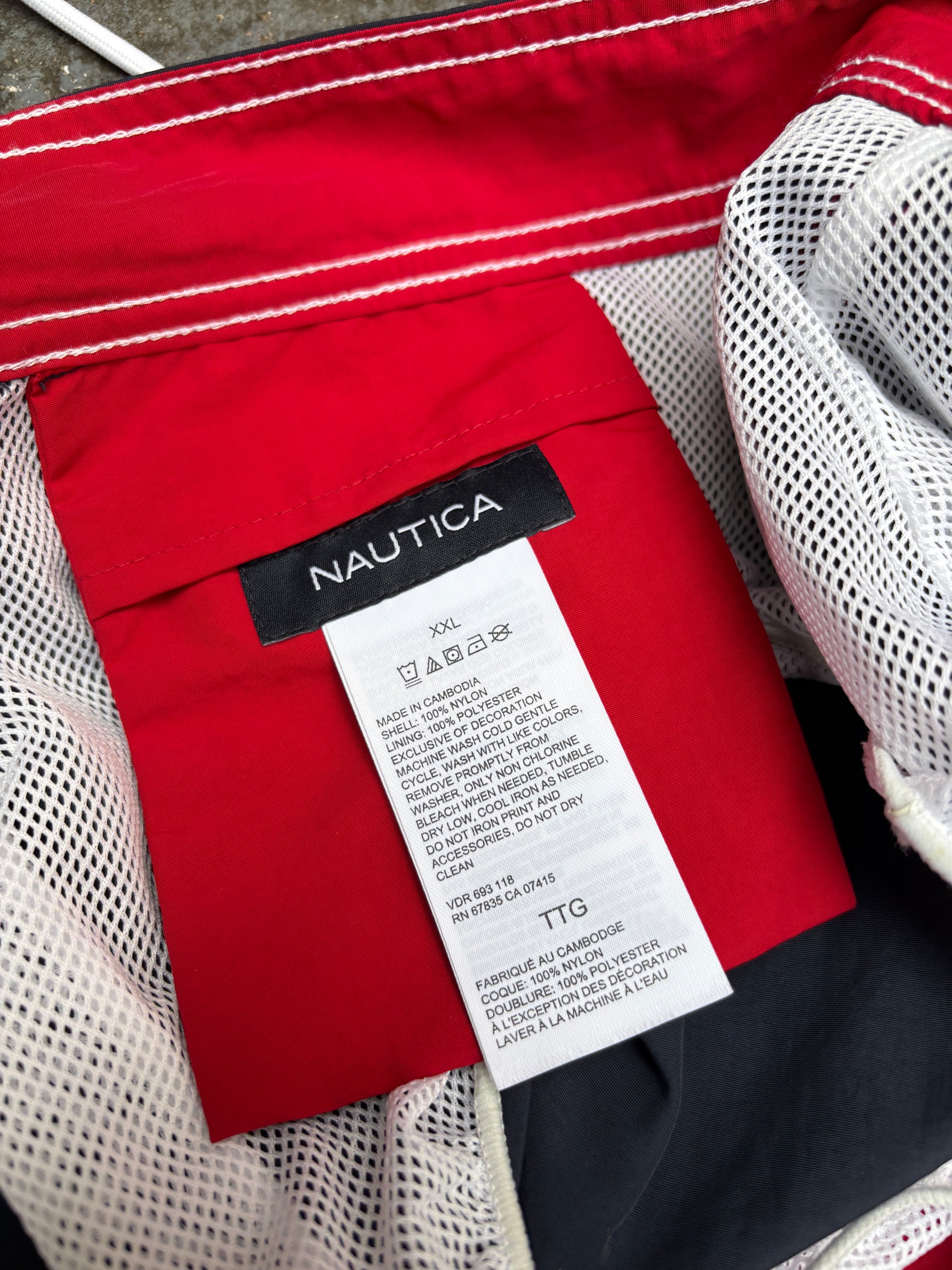Nautica Board Shorts Size XXL Red Blue Spell Out Logo