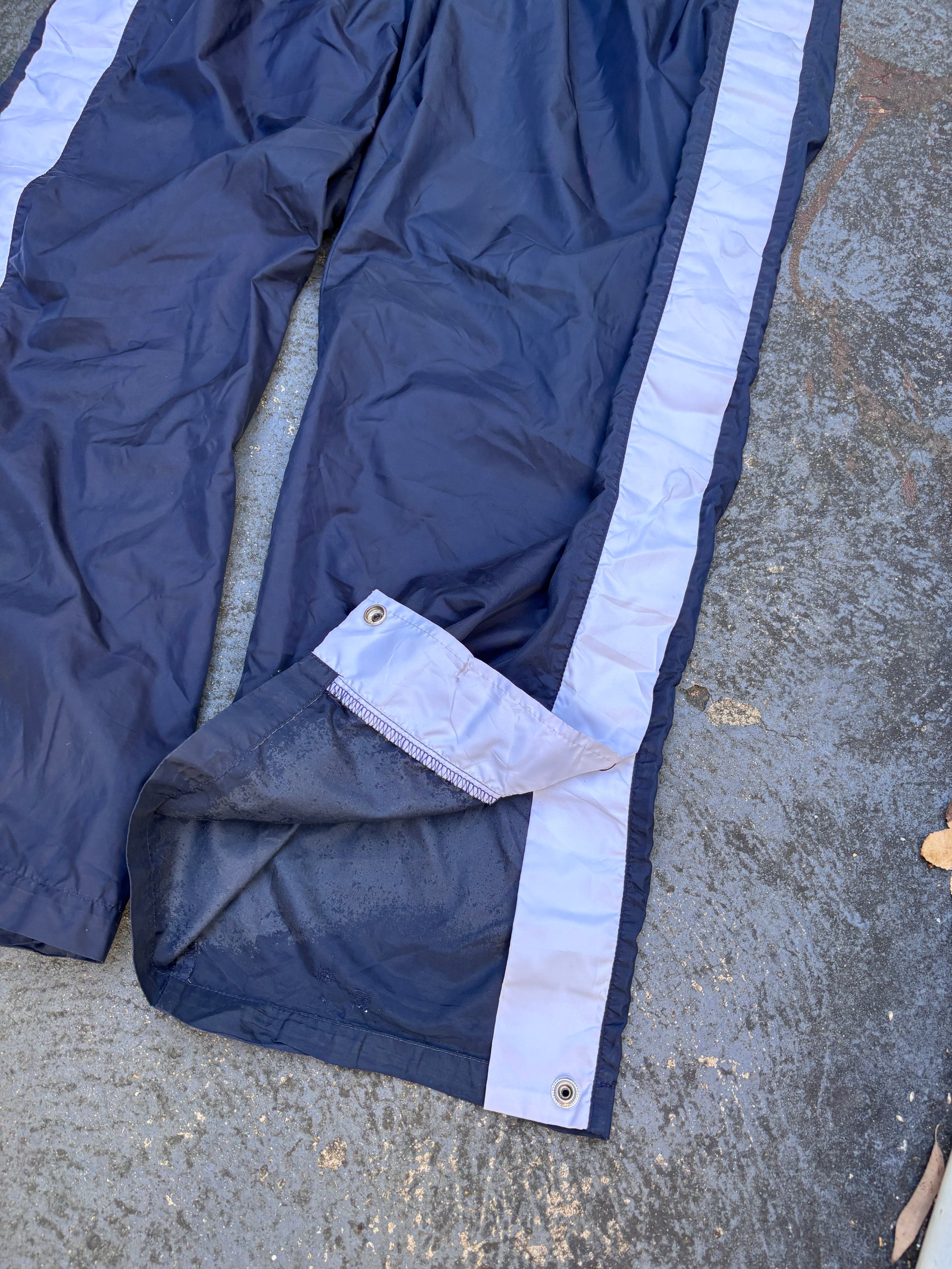 Vintage 90s Nike Track Pants M Navy Detail White Spell Out Tearaway Windbreakers