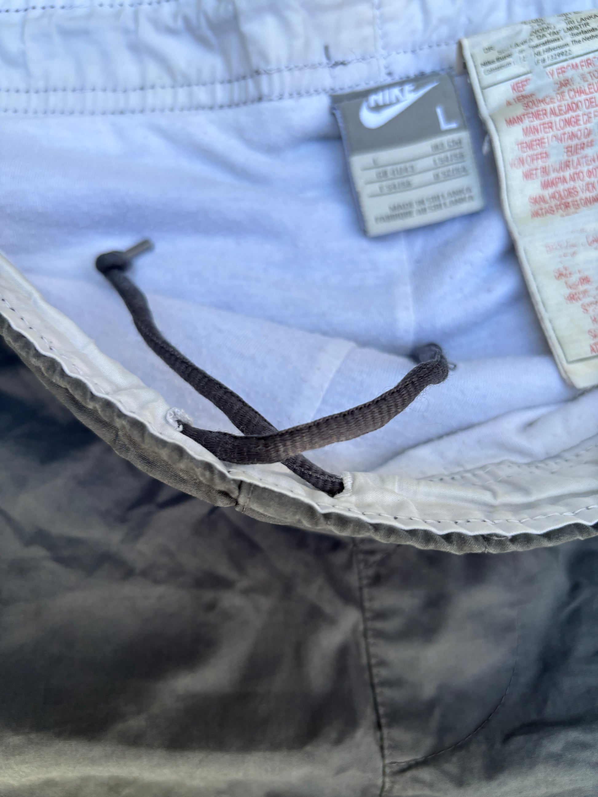 Vintage Y2K Nike Track Pants Size L Grey White Detail Logo Wide Leg Bungee Cuff