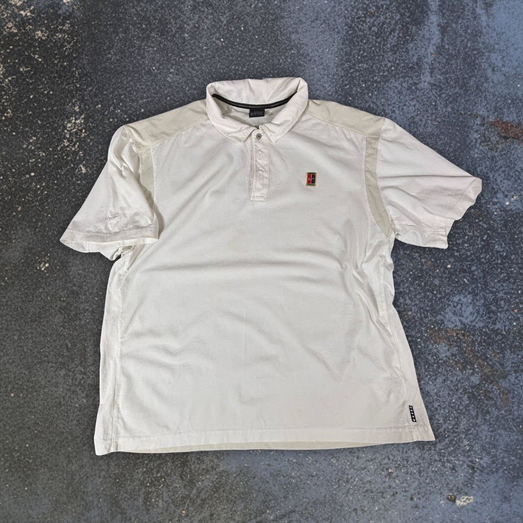 Vintage 90s Nike Court Polo Shirt Men’s XL White/Cream Alpha Project Chest Badge