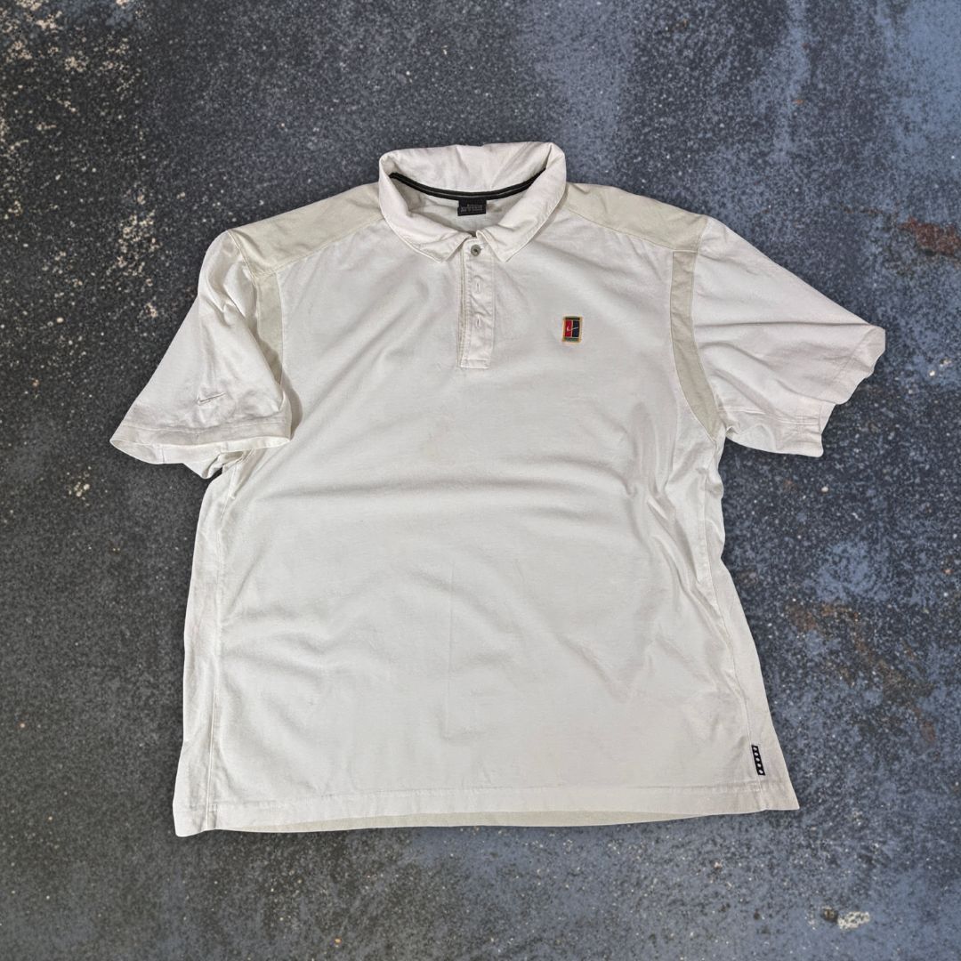 Vintage 90s Nike Court Polo Shirt Men’s XL White/Cream Alpha Project Chest Badge