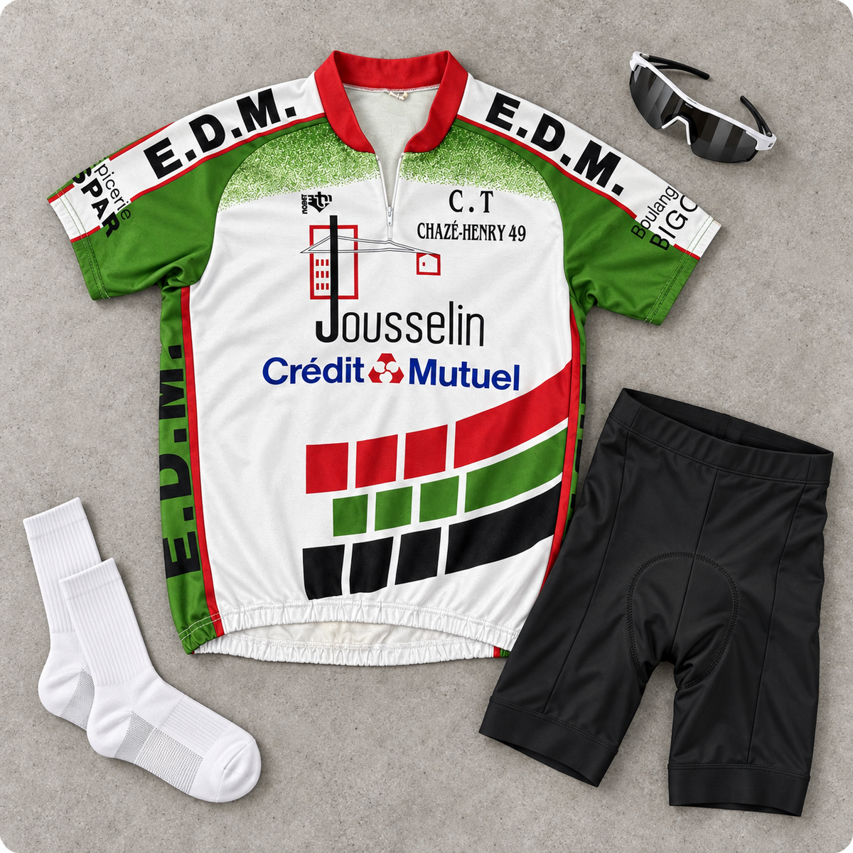 Vintage 90s EDM Cycling Jersey Men's Medium White Multi Made in Italy