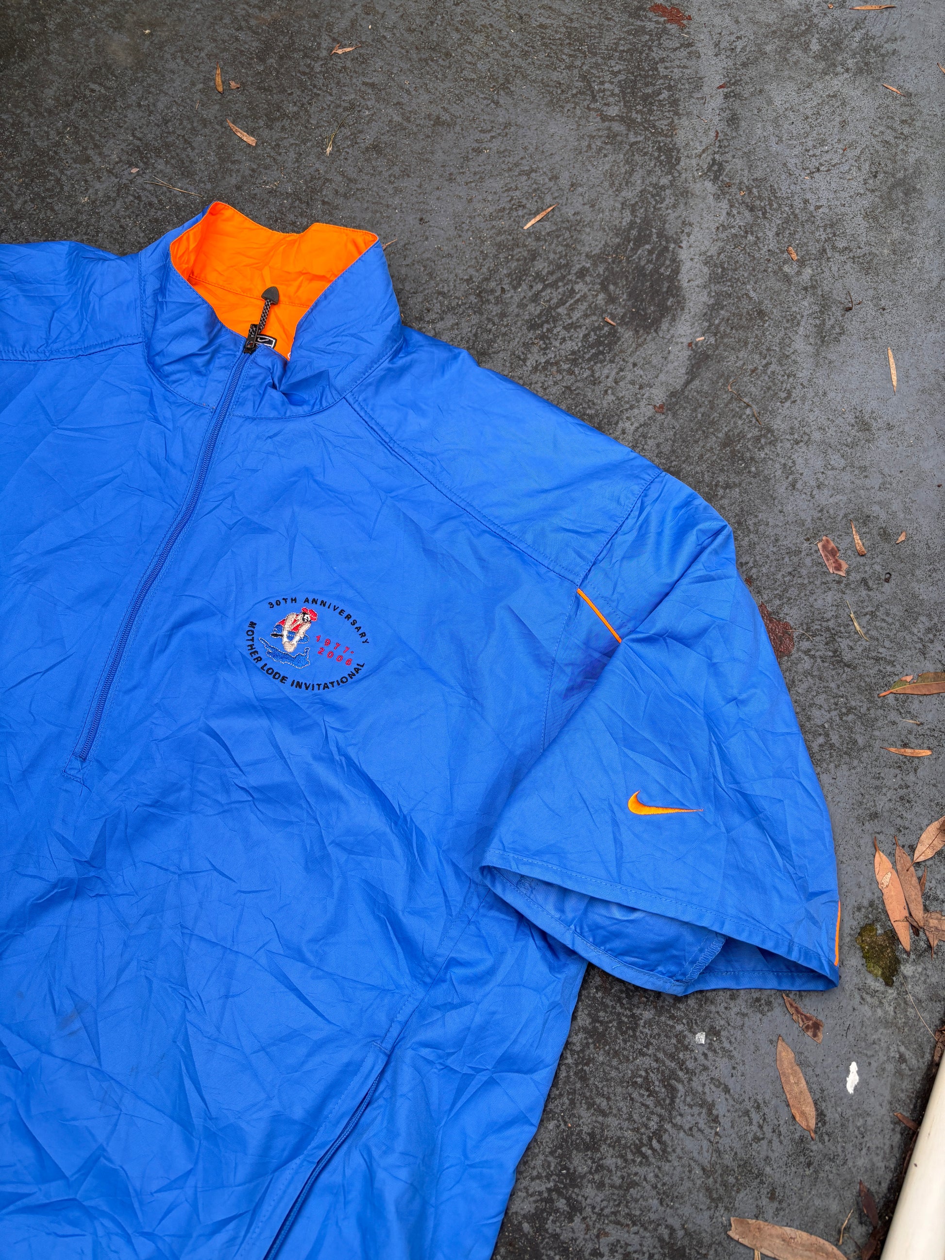 Vintage Y2K Nike Golf Jacket Size L Blue Orange Detail Short Sleeve Windbreaker