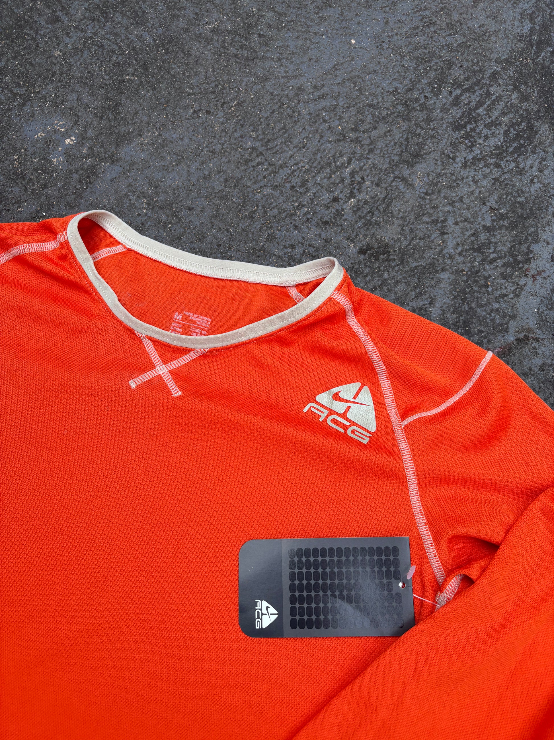 Vintage Nike ACG Mesh Top Size M Orange Long Sleeve NWT 2006 Nylon Gorpcore