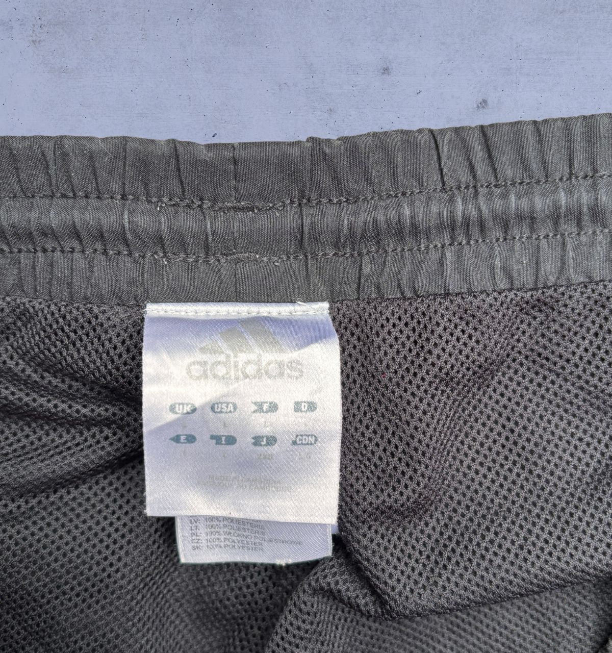 Vintage Y2K Adidas Track Pants Men’s L Black White Logo 3-Stripes Wide Leg