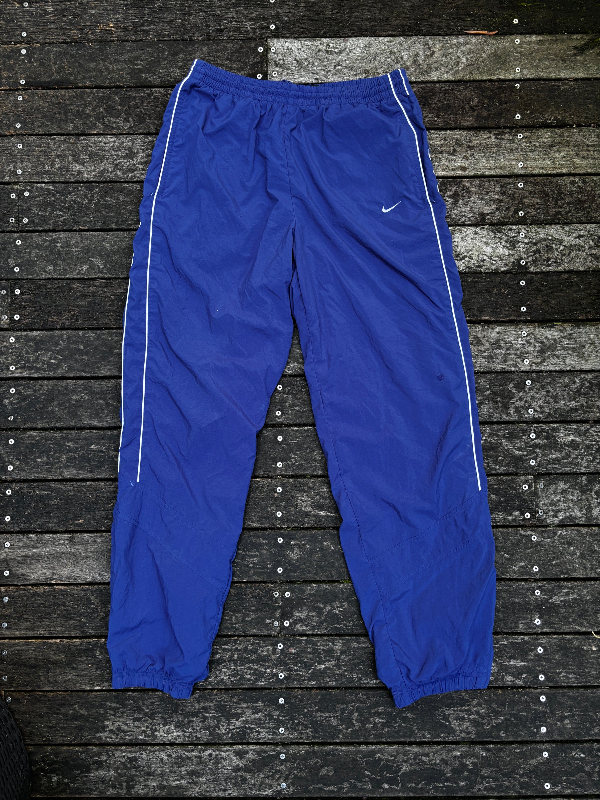 Y2K Nike Track Pants Blue/Purple White Detail Size L
