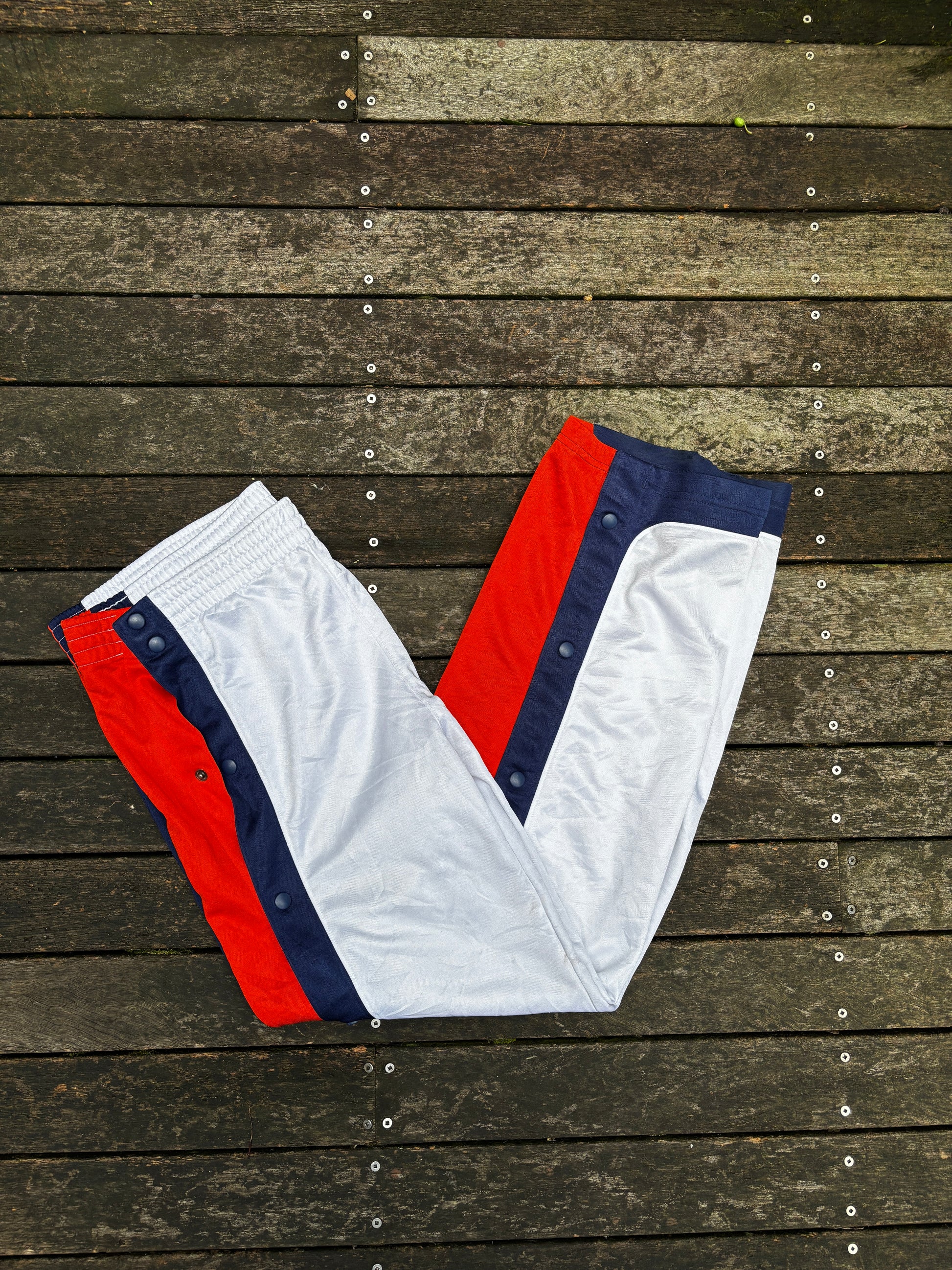 Vintage Nike Tearaway Track Pants Size L White Orange Basketball