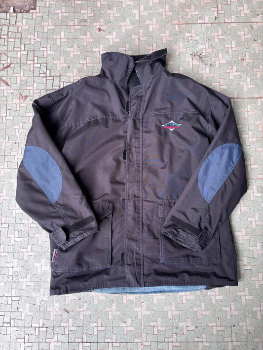 Vintage 90s Quiksilver Reversible Heavy Jacket Size XL Black Blue Corduroy Nylon
