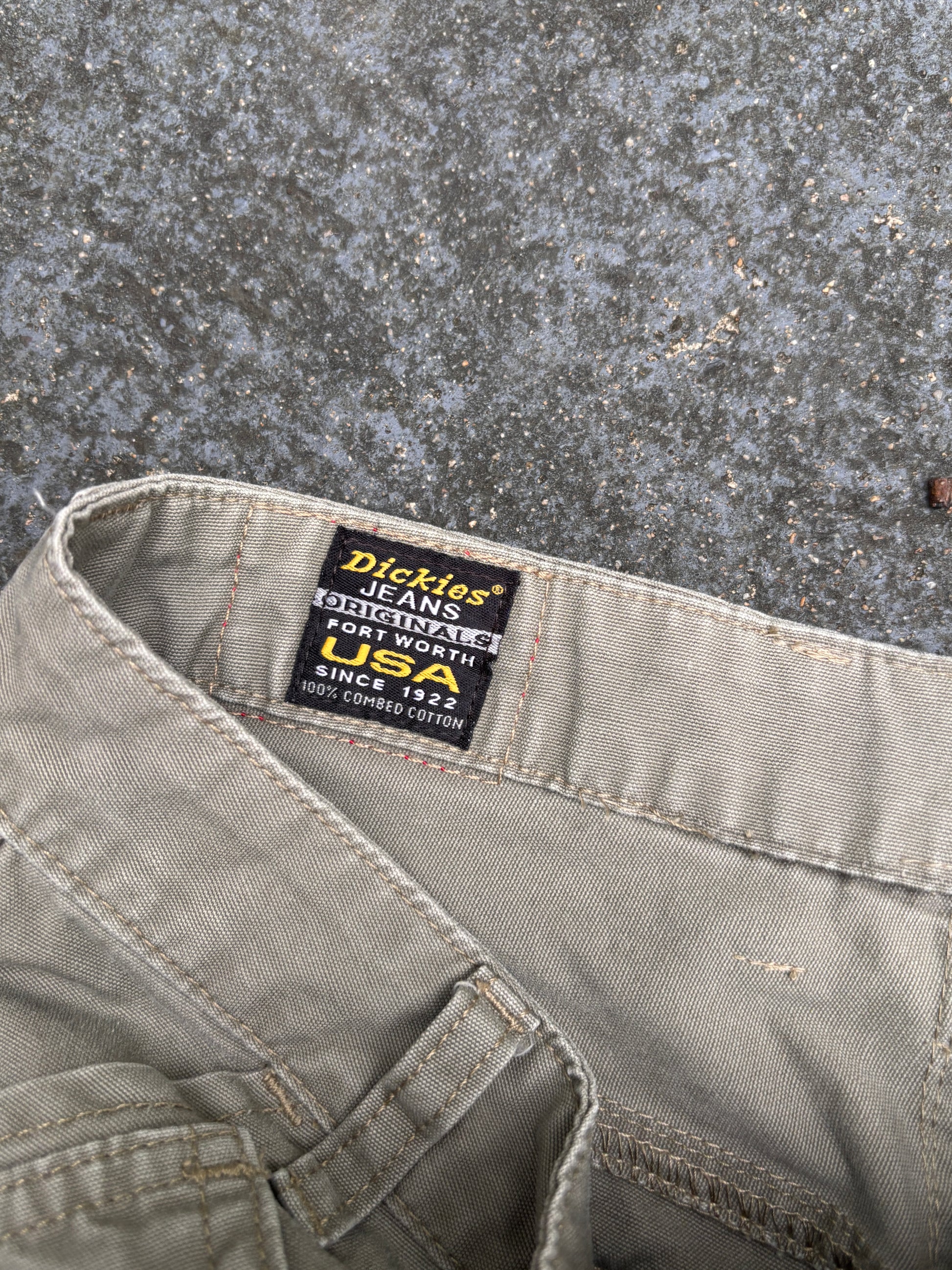 Vintage Dickies Pants Size S Khaki Pocket & Zip Details Straight Leg Made in USA