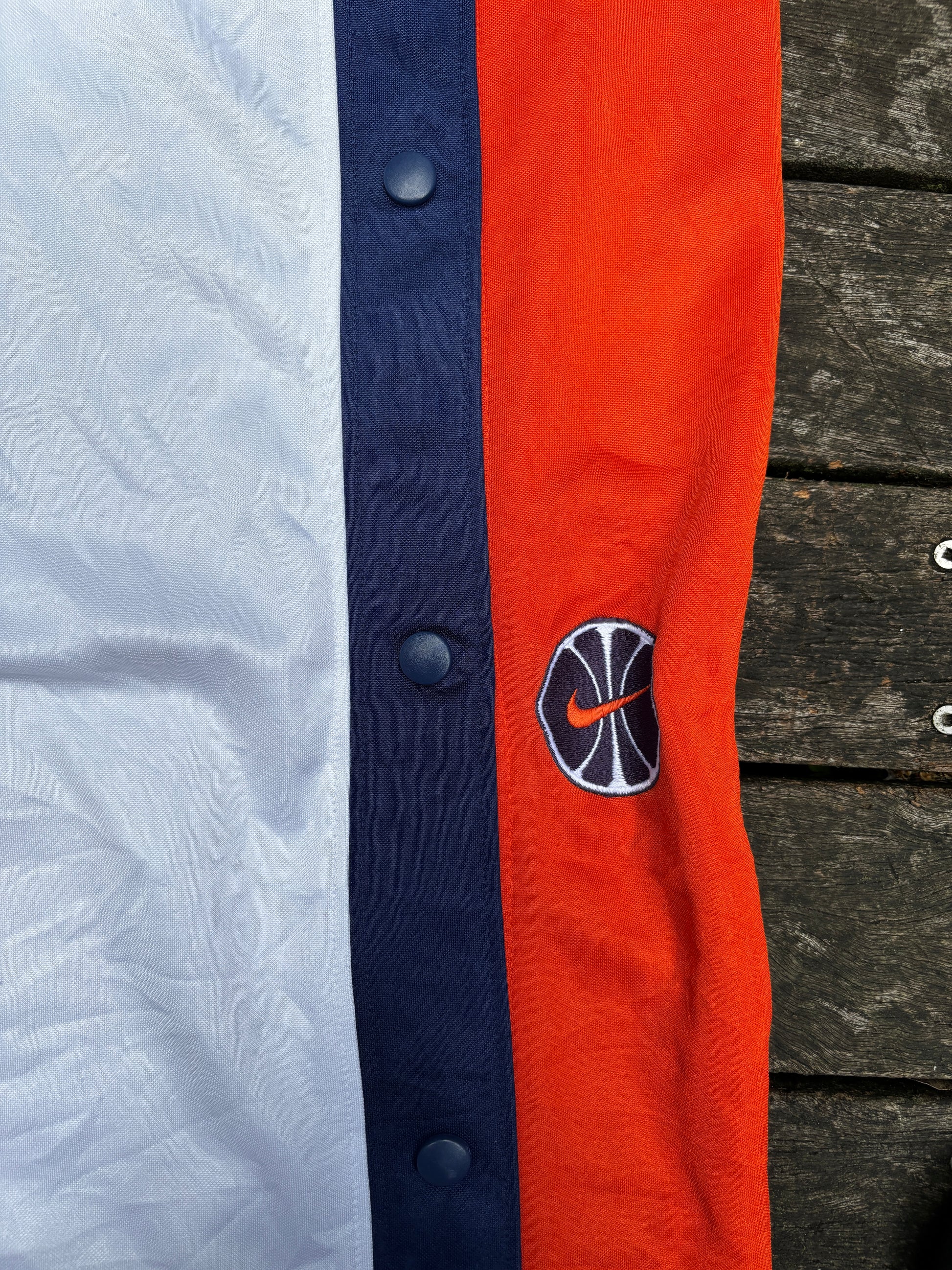 Vintage Nike Tearaway Track Pants Size L White Orange Basketball
