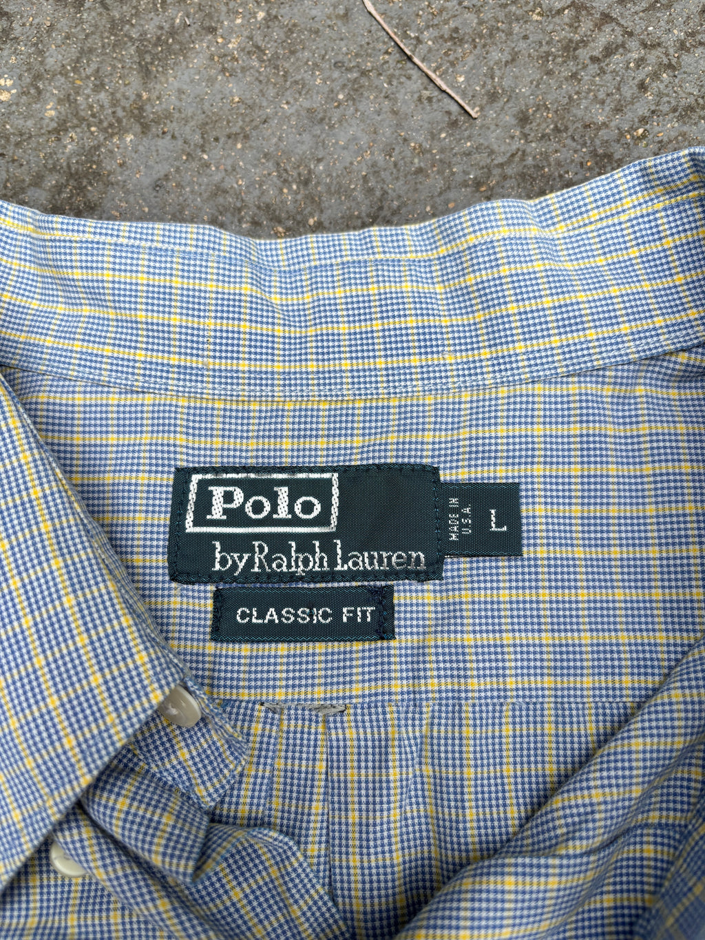 Vintage 90s Polo Ralph Lauren Shirt Size L Oversized Blue Chest Pocket Blue Pony