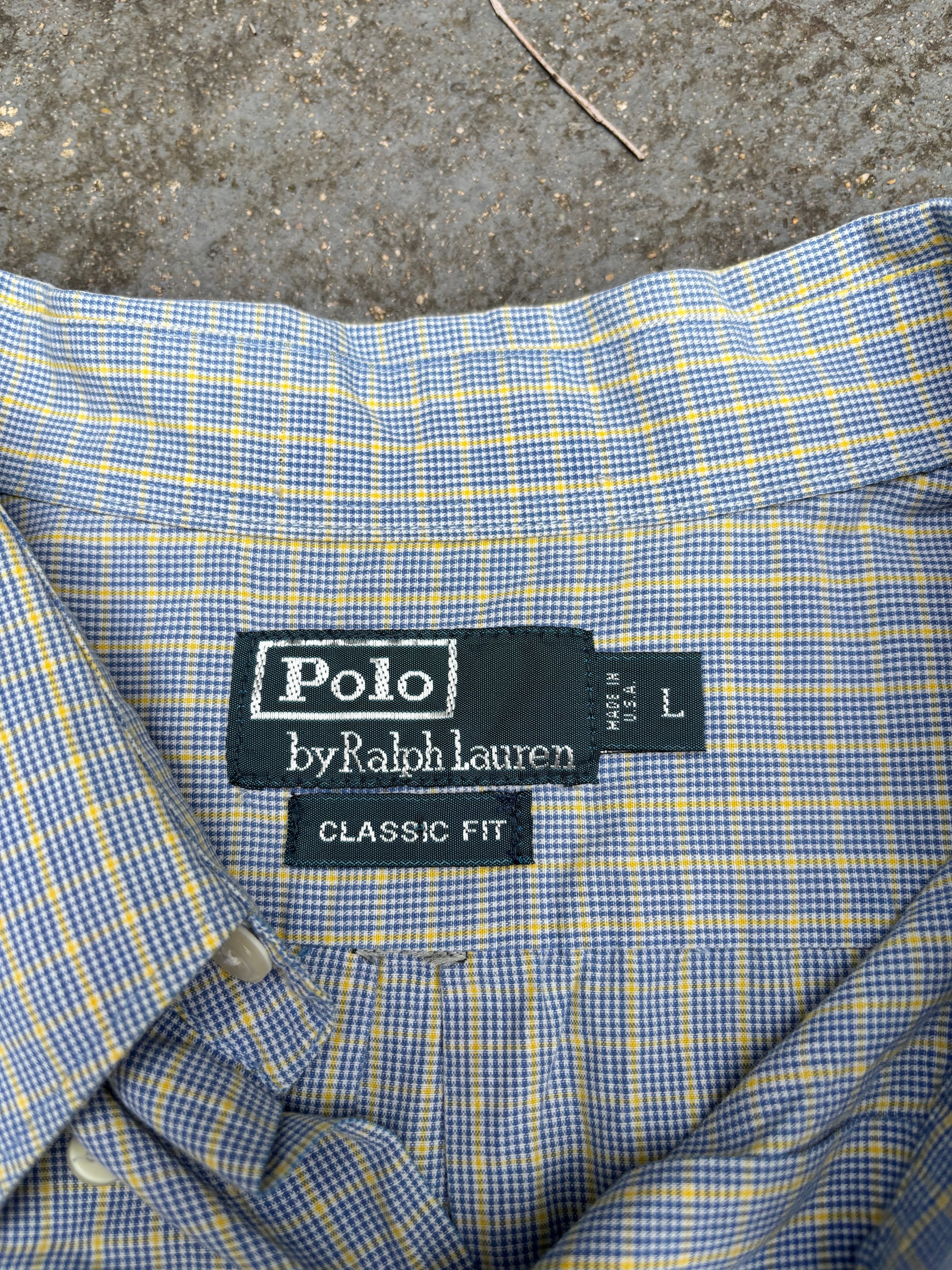 Vintage 90s Polo Ralph Lauren Shirt Size L Oversized Blue Chest Pocket Blue Pony