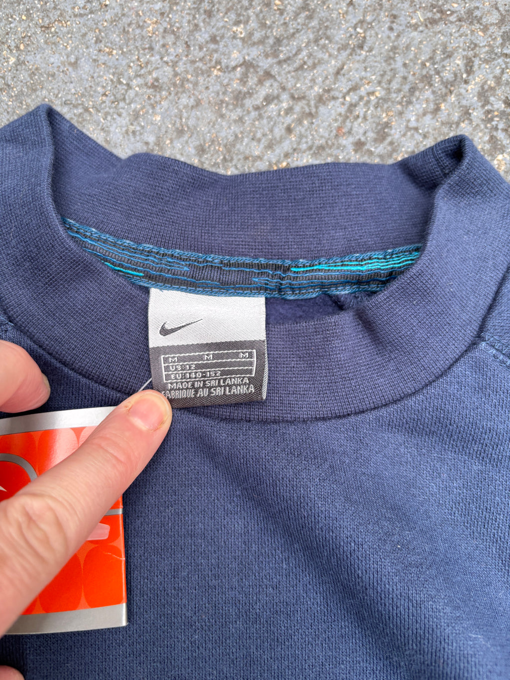 Vintage Nike Jumper Unisex Size S Navy Script Spell Out Sweatshirt NWT Rare Deadstock