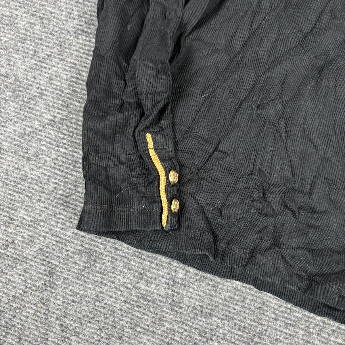 Lauren Ralph Lauren Mock Neck Top Women's Small Black Ribbed Gold Snap Button