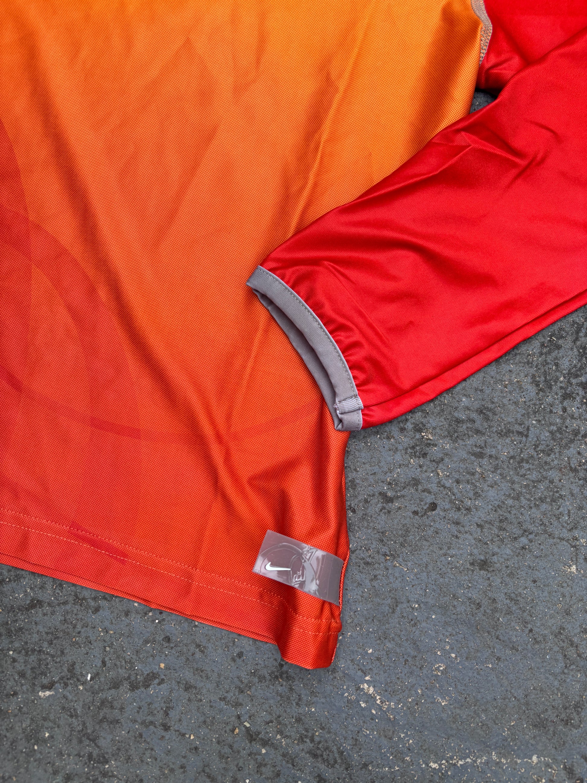 Vintage Y2K Nike Top Womens XS Orange Red NWT Nylon Tech Wear 3/4 to Long Sleeve