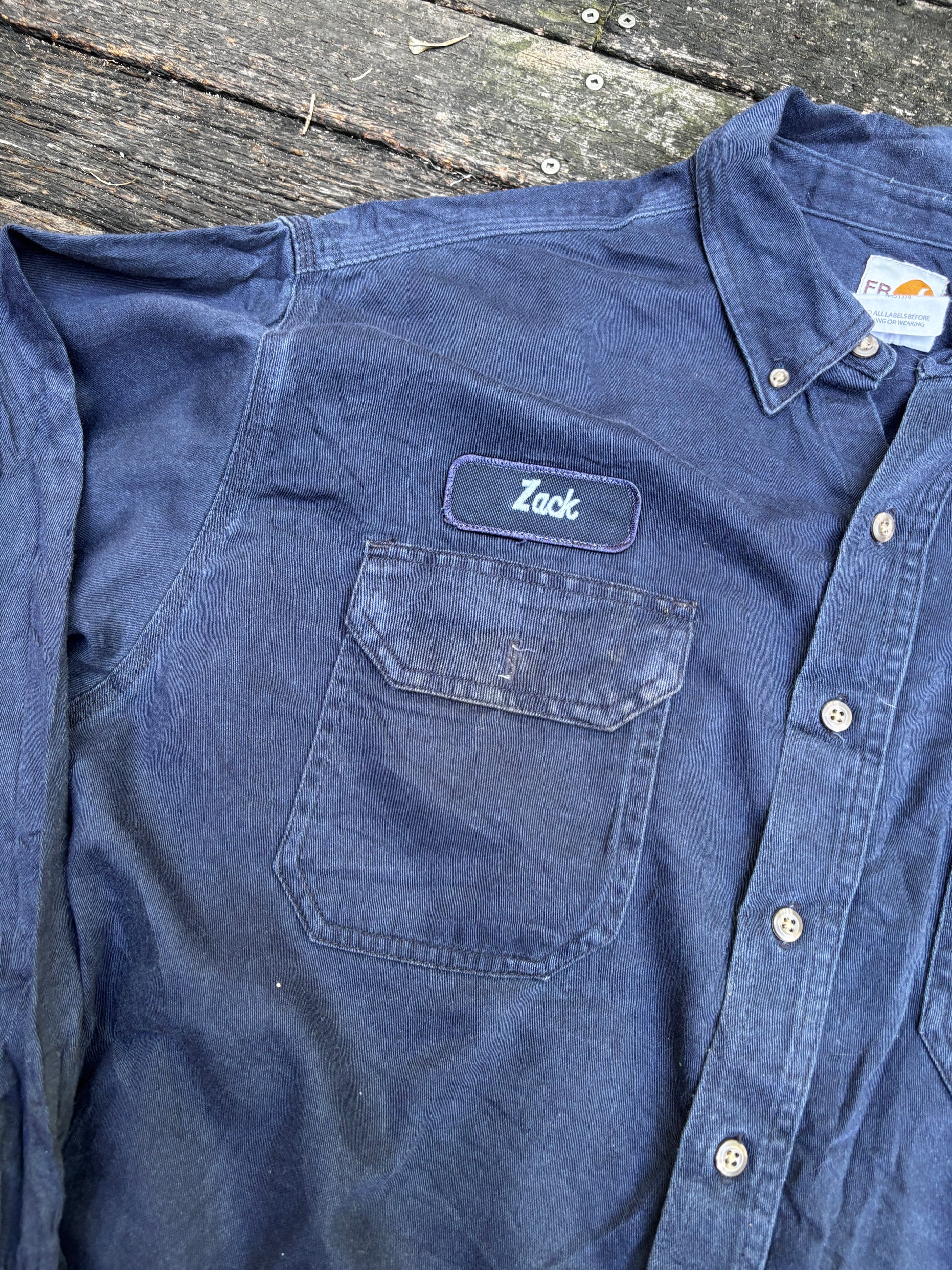Carhartt FR Workwear Shirt Size XL Dark Blue