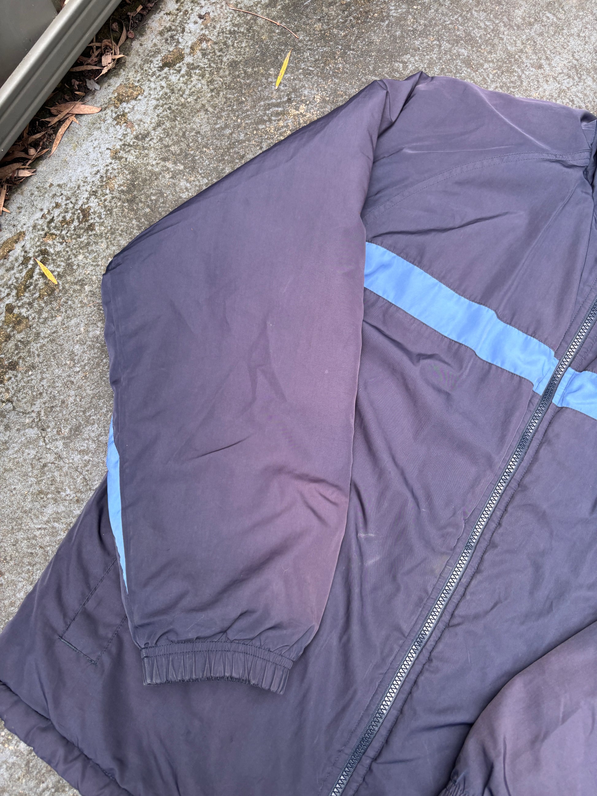 Vintage 90s Adidas Jacket Small Oversized Navy Blue Two Tone Heavier Windbreaker
