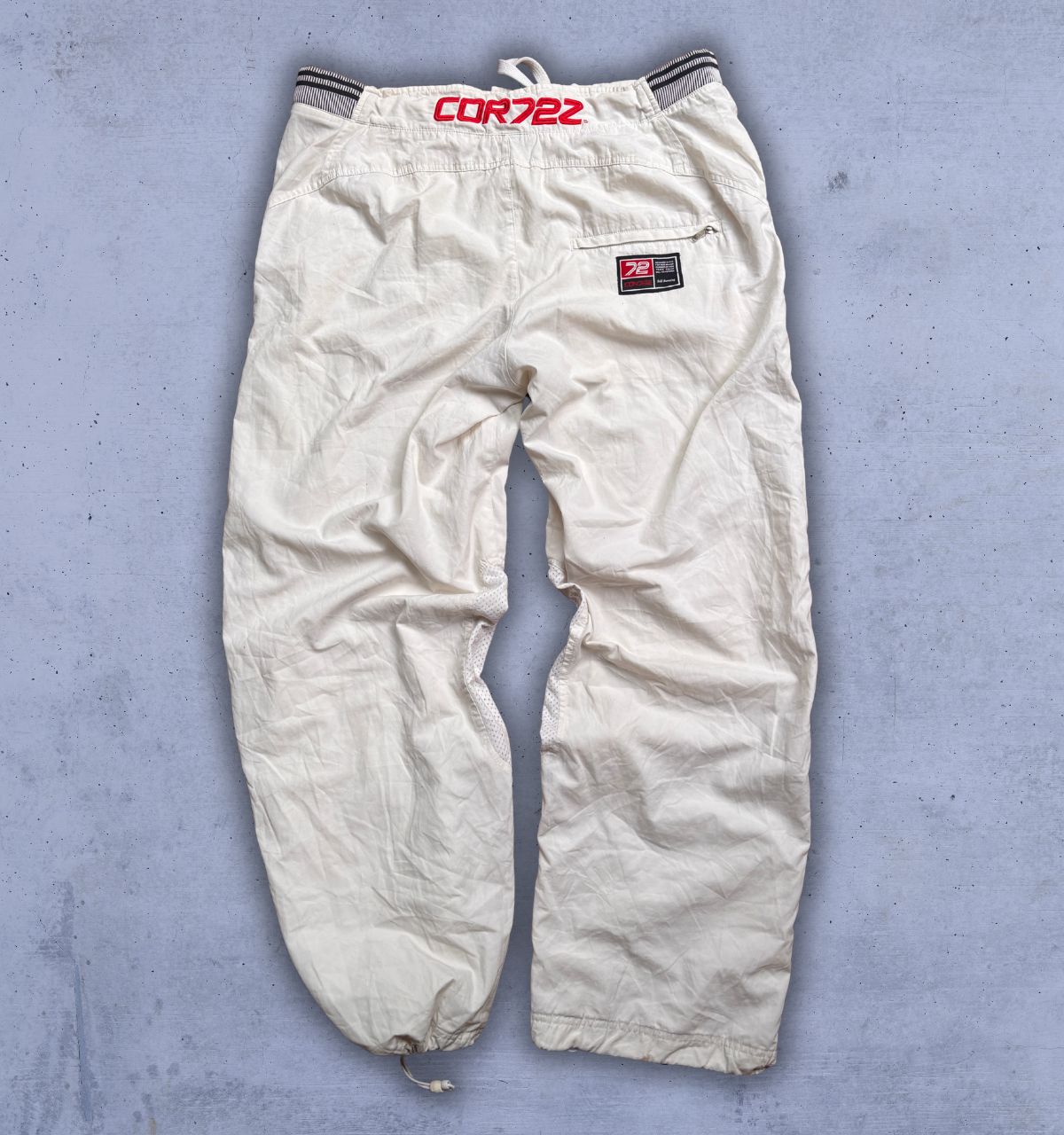 Vintage Y2K Nike Cortez 72 Track Pants Size XL White Red Detail Wide Leg Bungee Ankle