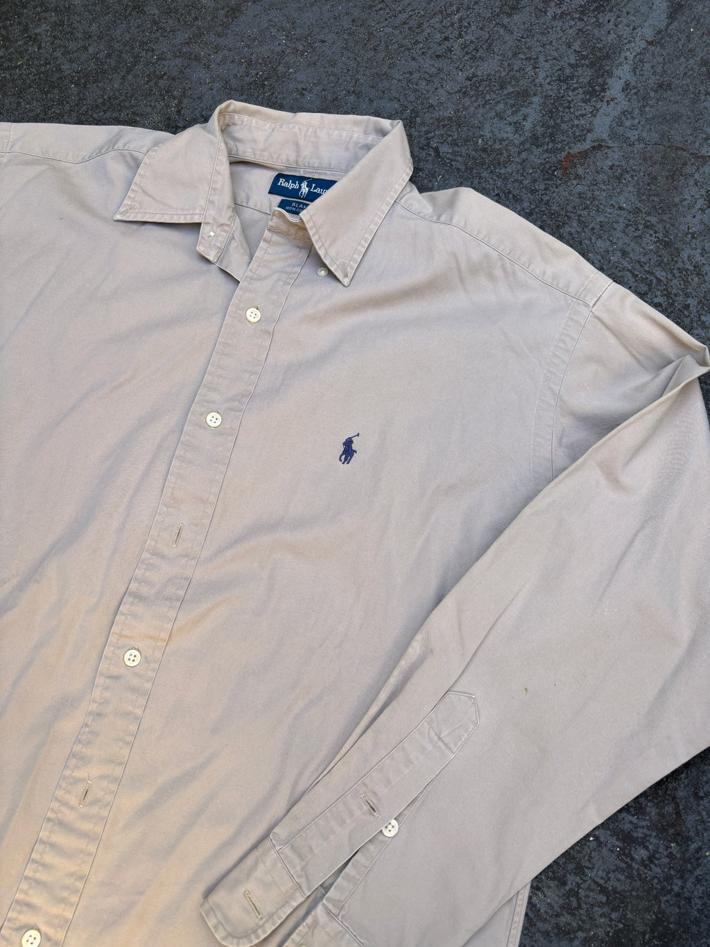 Vintage 90s Ralph Lauren Shirt Size M Brown Khaki Navy Pony Blake Cotton