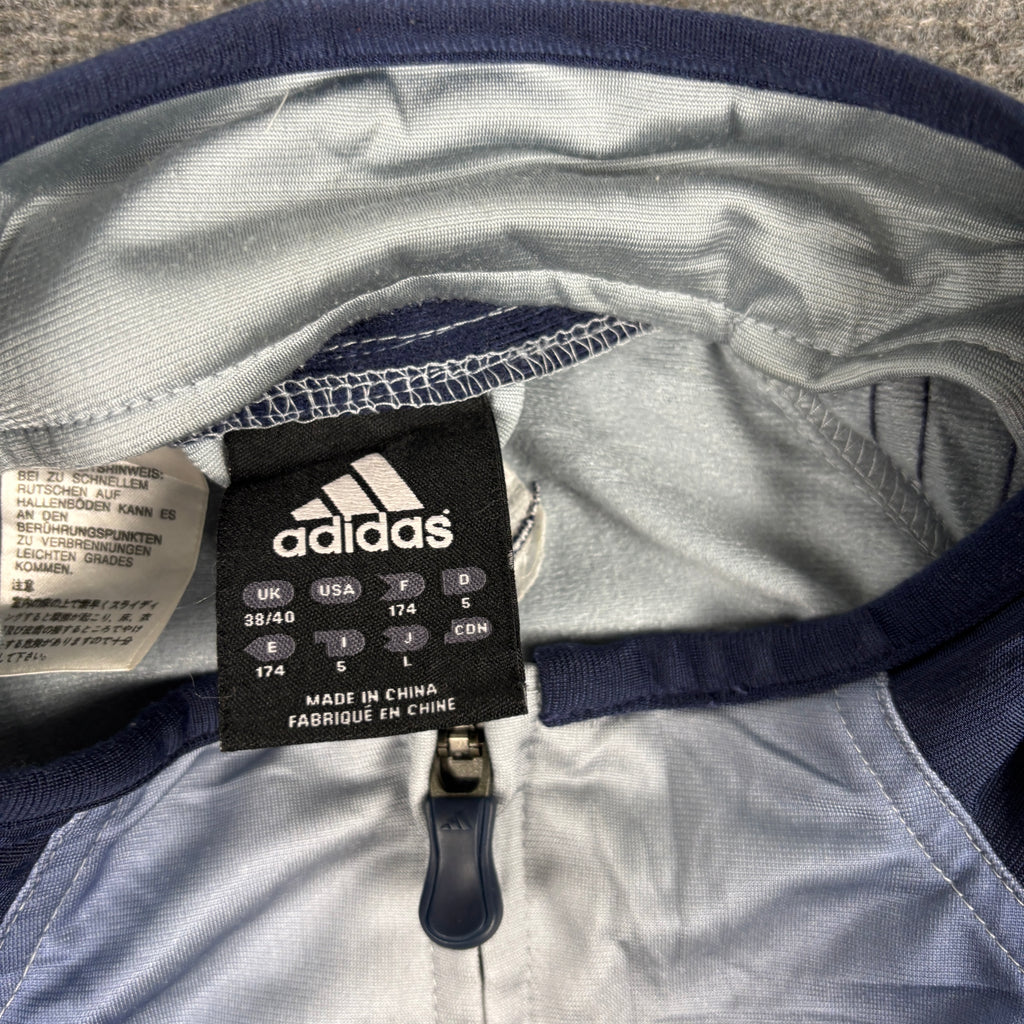 Vintage Adidas Football Jacket Men's Large Blue Grey Gradient