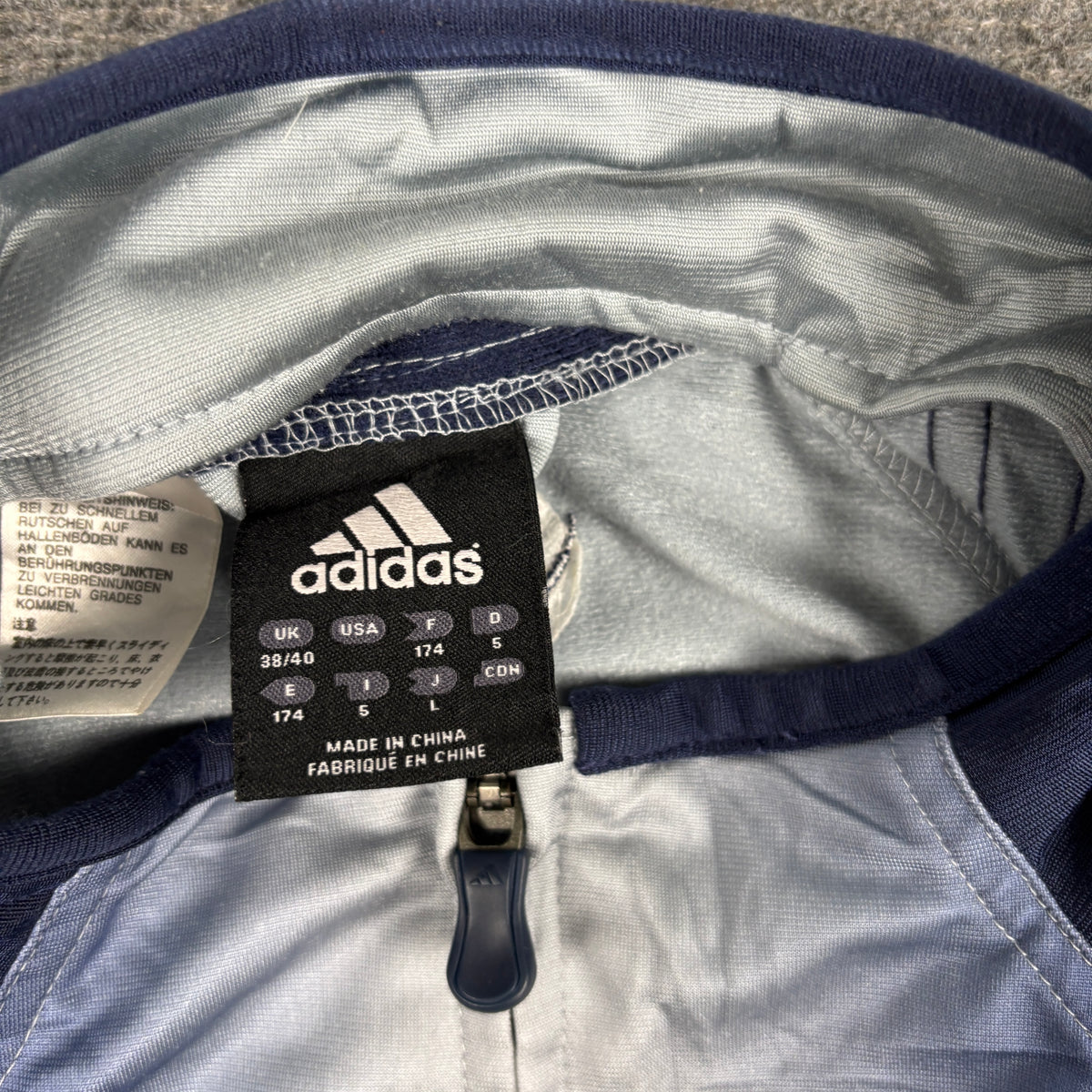 Vintage Adidas Football Jacket Men's Large Blue Grey Gradient