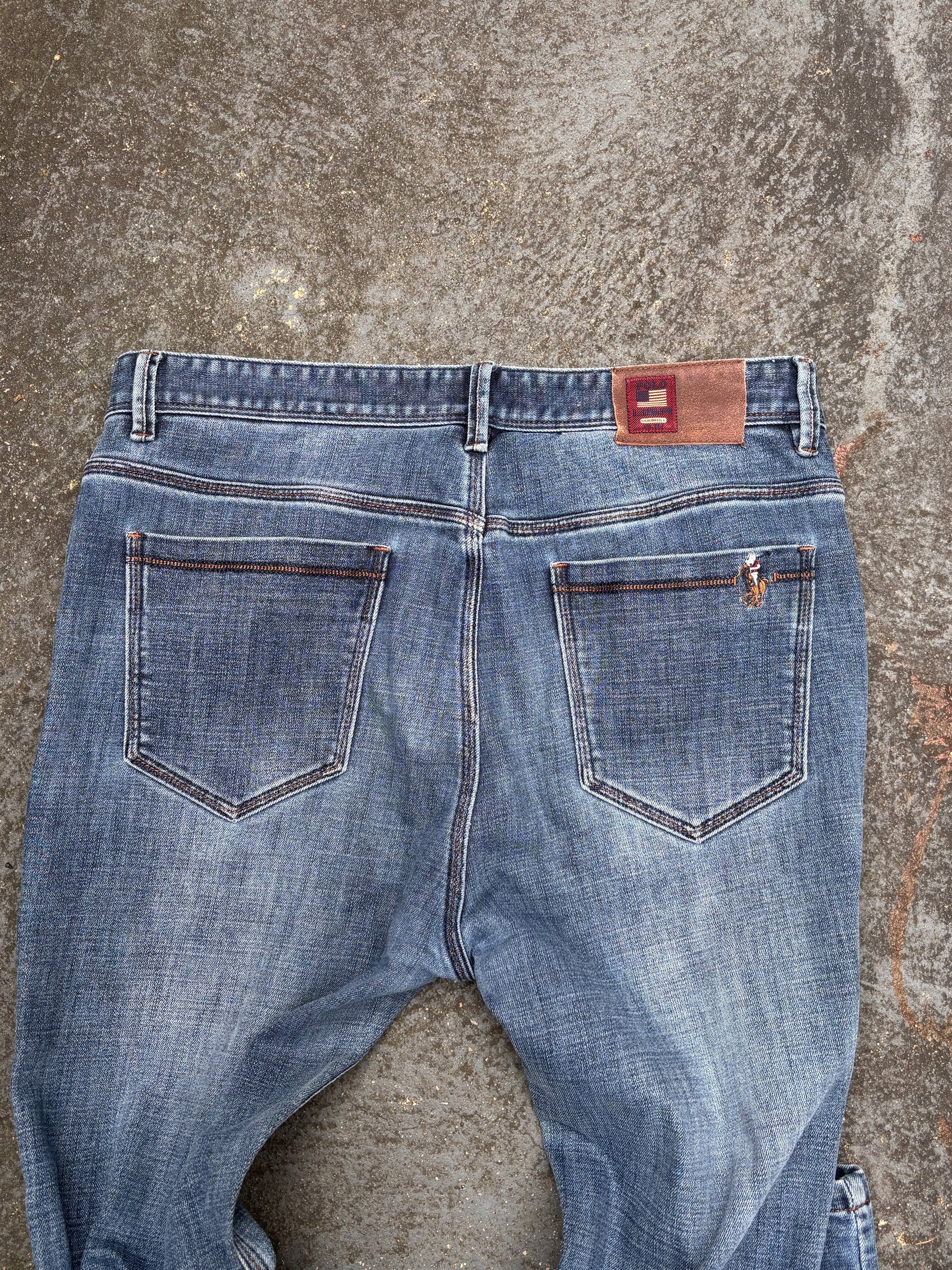 Vintage 90s Polo Ralph Lauren Jeans Size 36 Mid Blue Wash Straight Leg Colour Pony