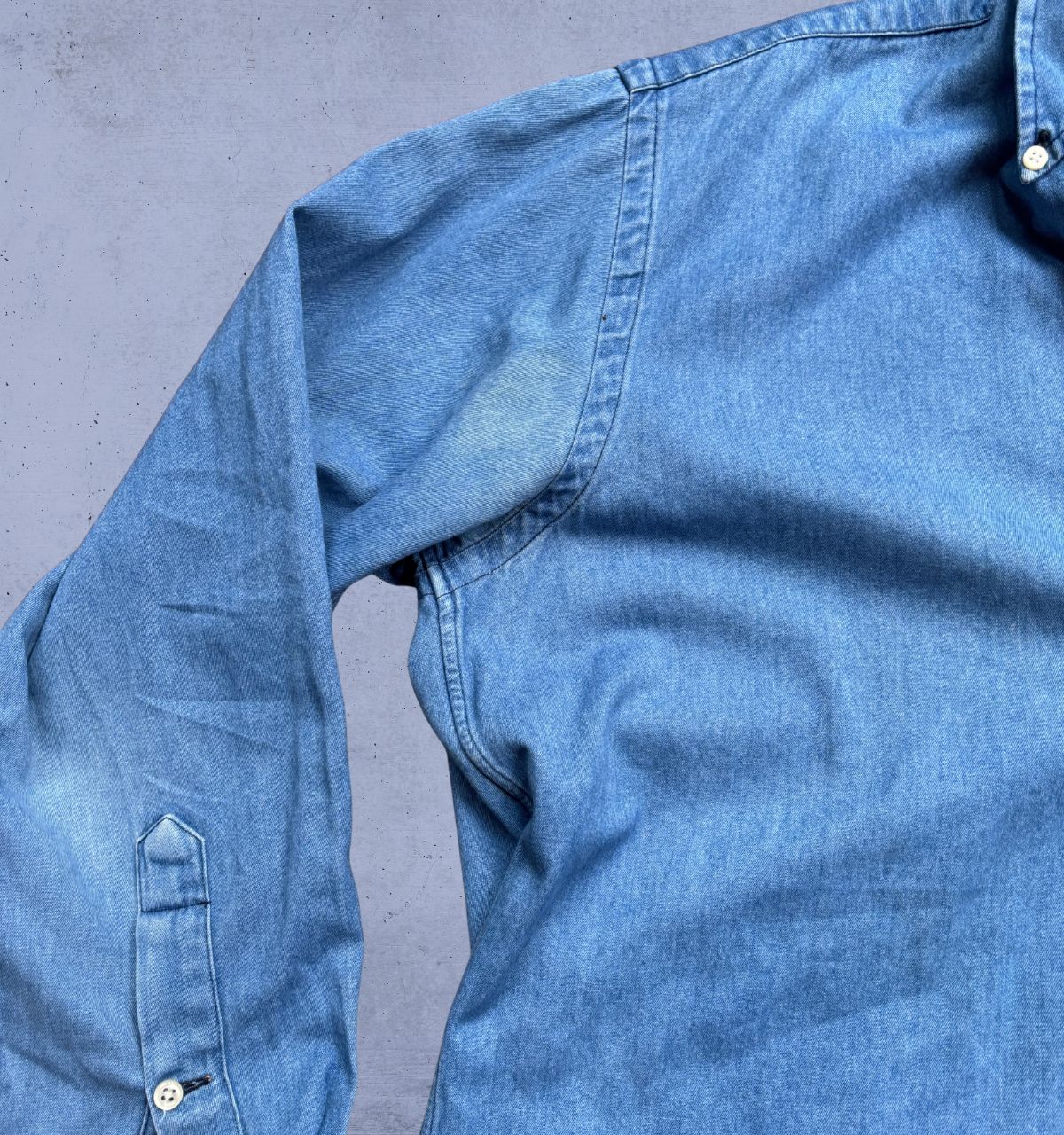 Vintage 90s Polo Ralph Lauren Denim Shirt Men’s M Blue Long Sleeve Colour Pony