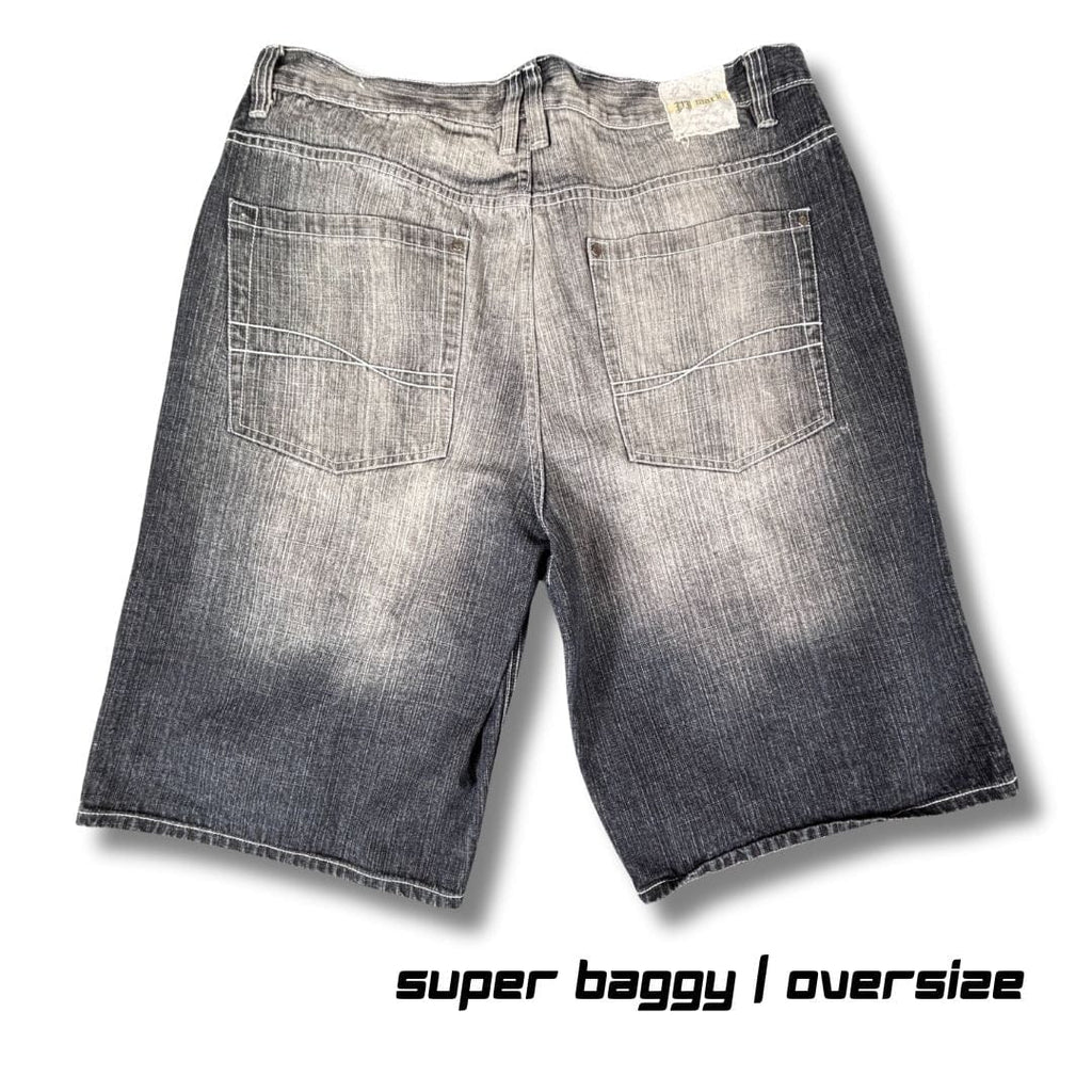 Vintage PJ Mark Denim Shorts Men’s 42 Grey/Black Baggy Wide Leg Faded Wash Jorts