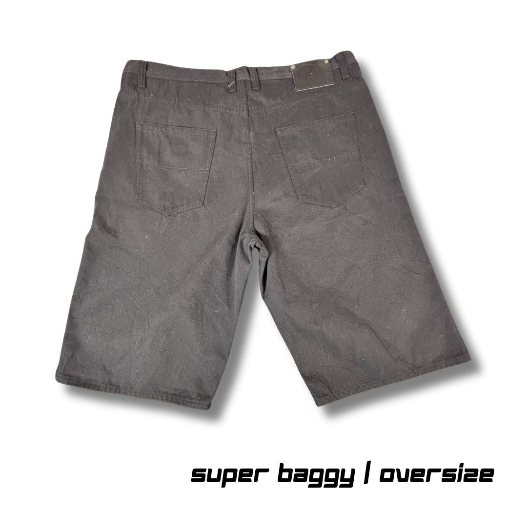 Vintage Linea Uomo Denim Shorts Men’s 44 Black Super Wide Baggy Hip Hop Jorts