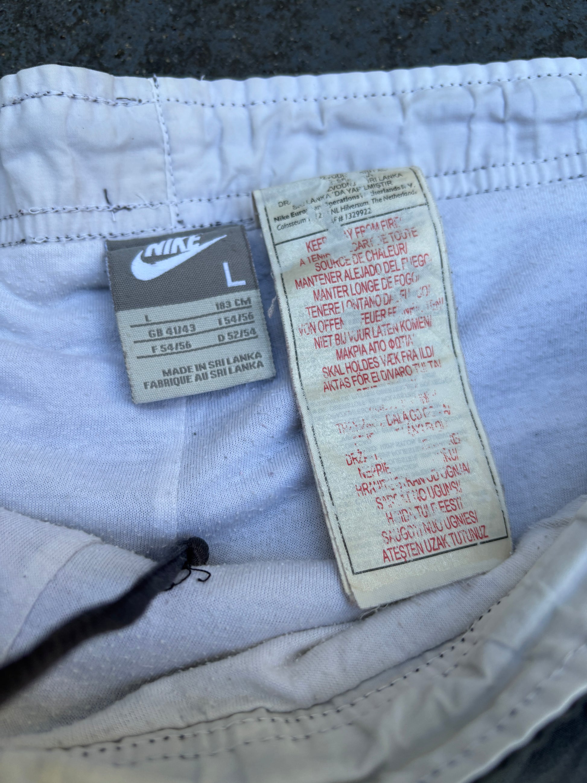 Vintage Y2K Nike Track Pants Size L Grey White Detail Logo Wide Leg Bungee Cuff